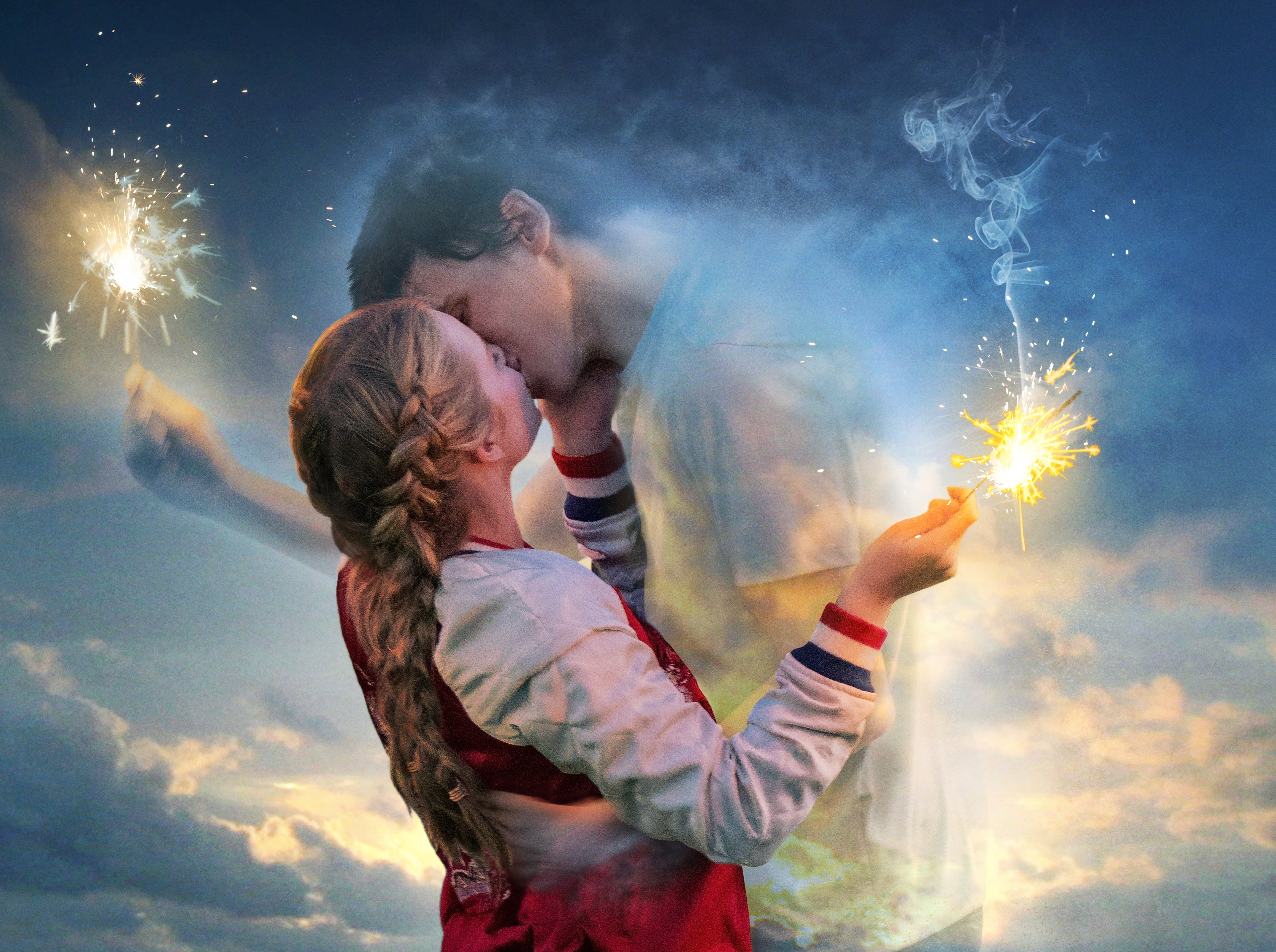 5K, Every Day, woman, kissing, Colin Ford, 2018, fireworks, holding, man, 5K, Angourie Rice, HD Wallpaper