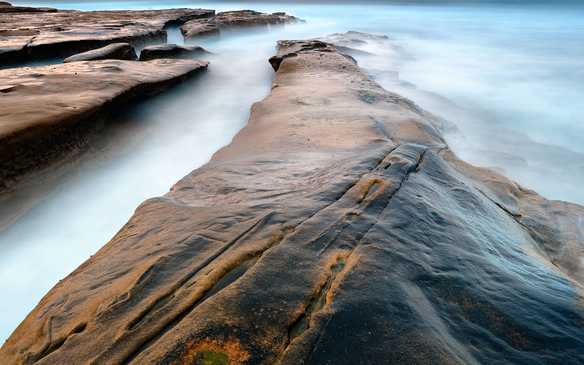 water, rocky, no people, motion, flowing, geology, land, solid, outdoors, scenics - nature, beauty in nature, sea, rock, long exposure, mountain, day, tranquility, HD Wallpaper