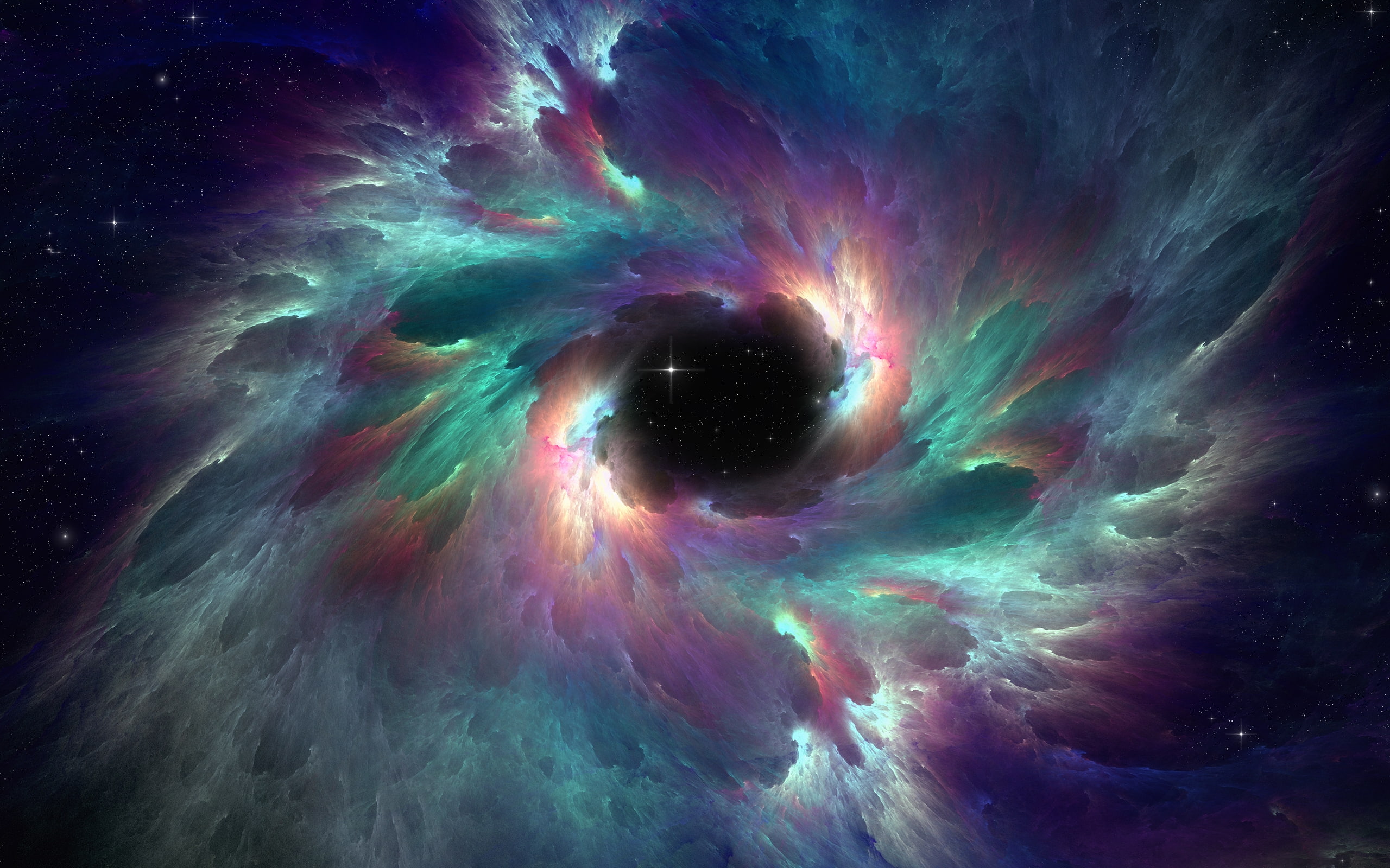 lights, 2K, background, nebula, iridescent, sky, stars, HD Wallpaper