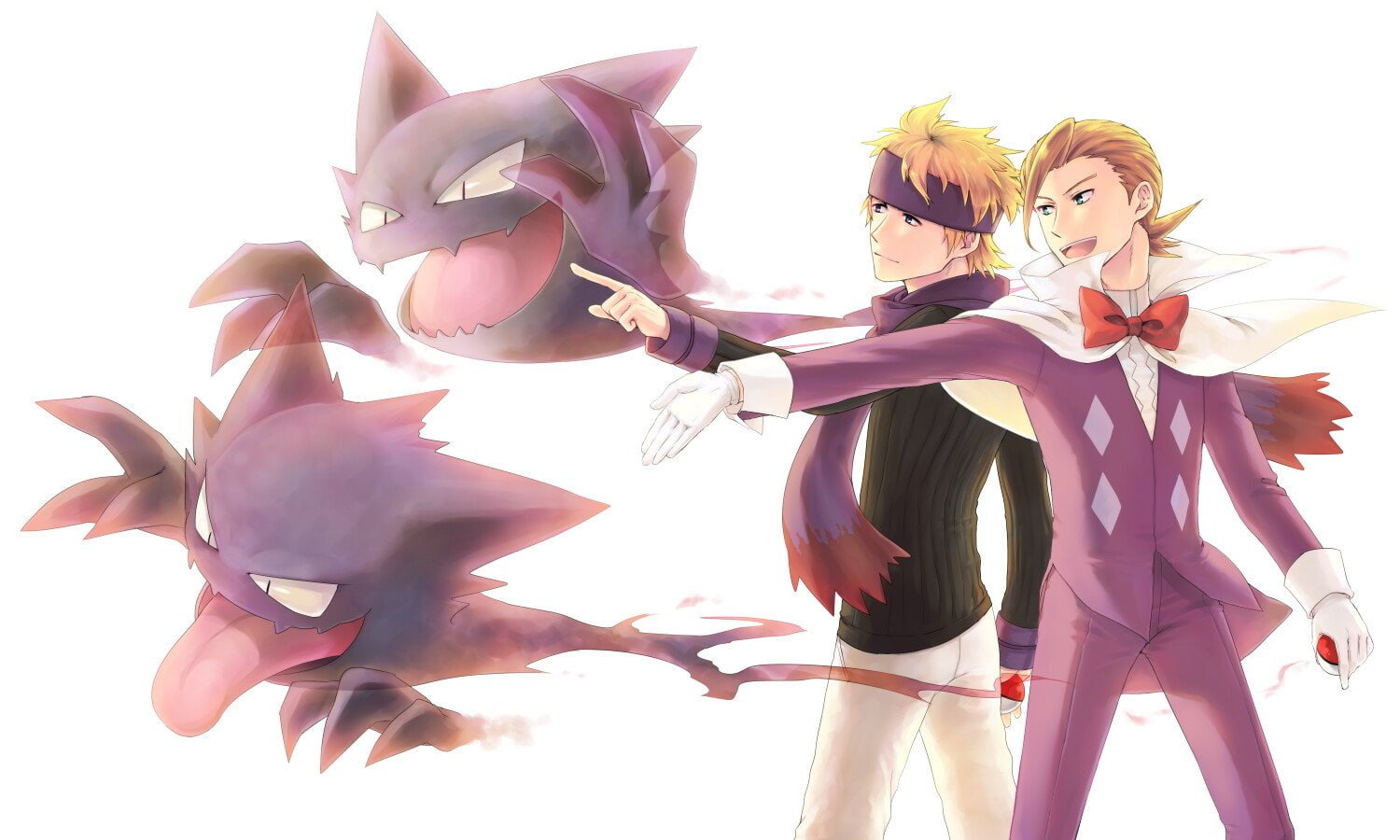 blond hair, flower, hair, bonding, day, cut out, happiness, digital composite, sunlight, Haunter (Pokémon), studio shot, Pokémon, Spectrum (Pokémon), white background, HD Wallpaper