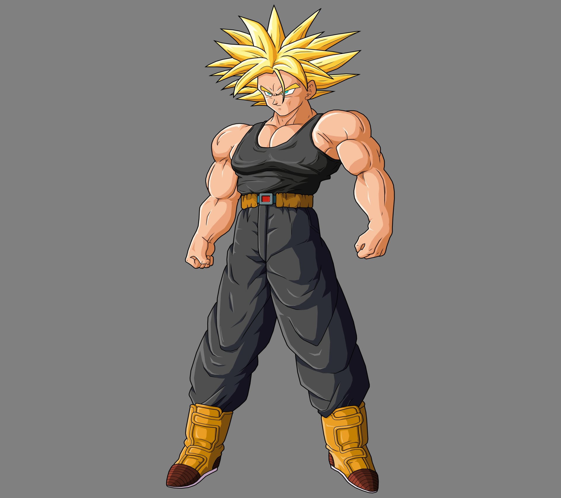 young adult, black color, creativity, flower, 1080P, adult, Trunks (Dragon Ball), front view, indoors, gray background, Dragon Ball, cut out, studio shot, HD Wallpaper
