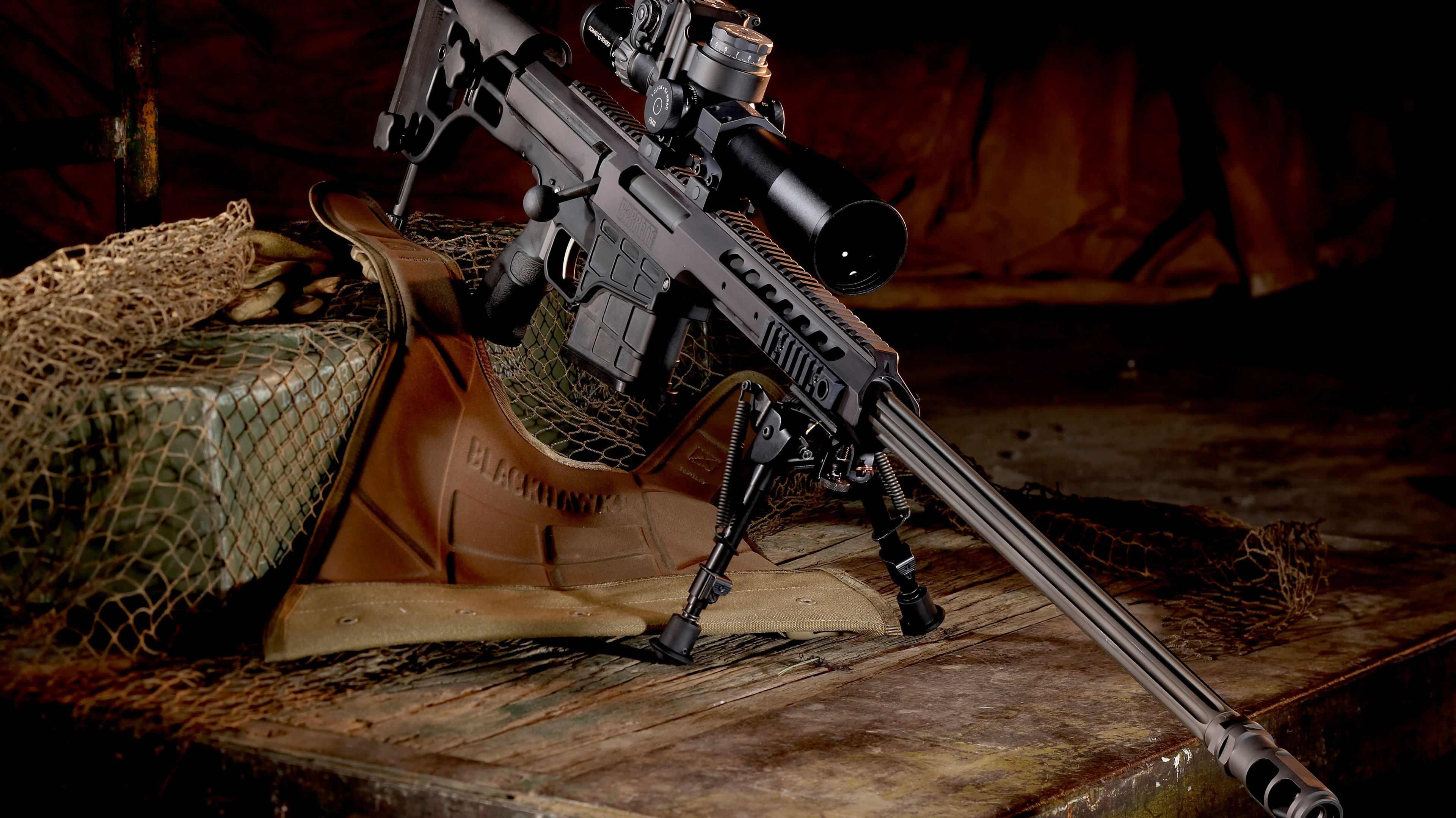 Barrett, Bravo, Model, sniper rifle, M98B, 98B, assault, scope, black, 4K, rifle, weapon, HD Wallpaper