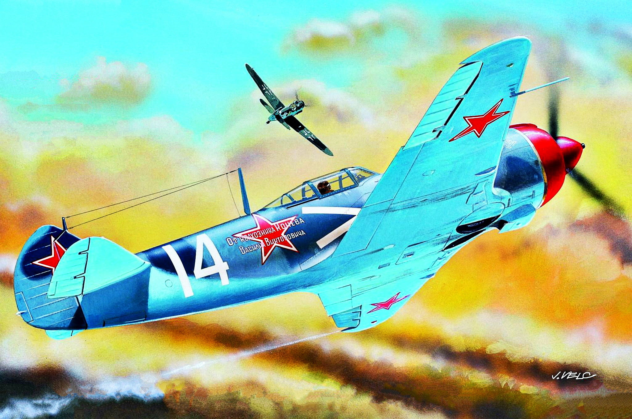 guard captain K. Evstigneeva And, radial engine, 2x20-mm cannon, The second World war, ASH-82FN, La 5FN, 52 air victories, The great Patriotic war, Bf.109, HD Wallpaper