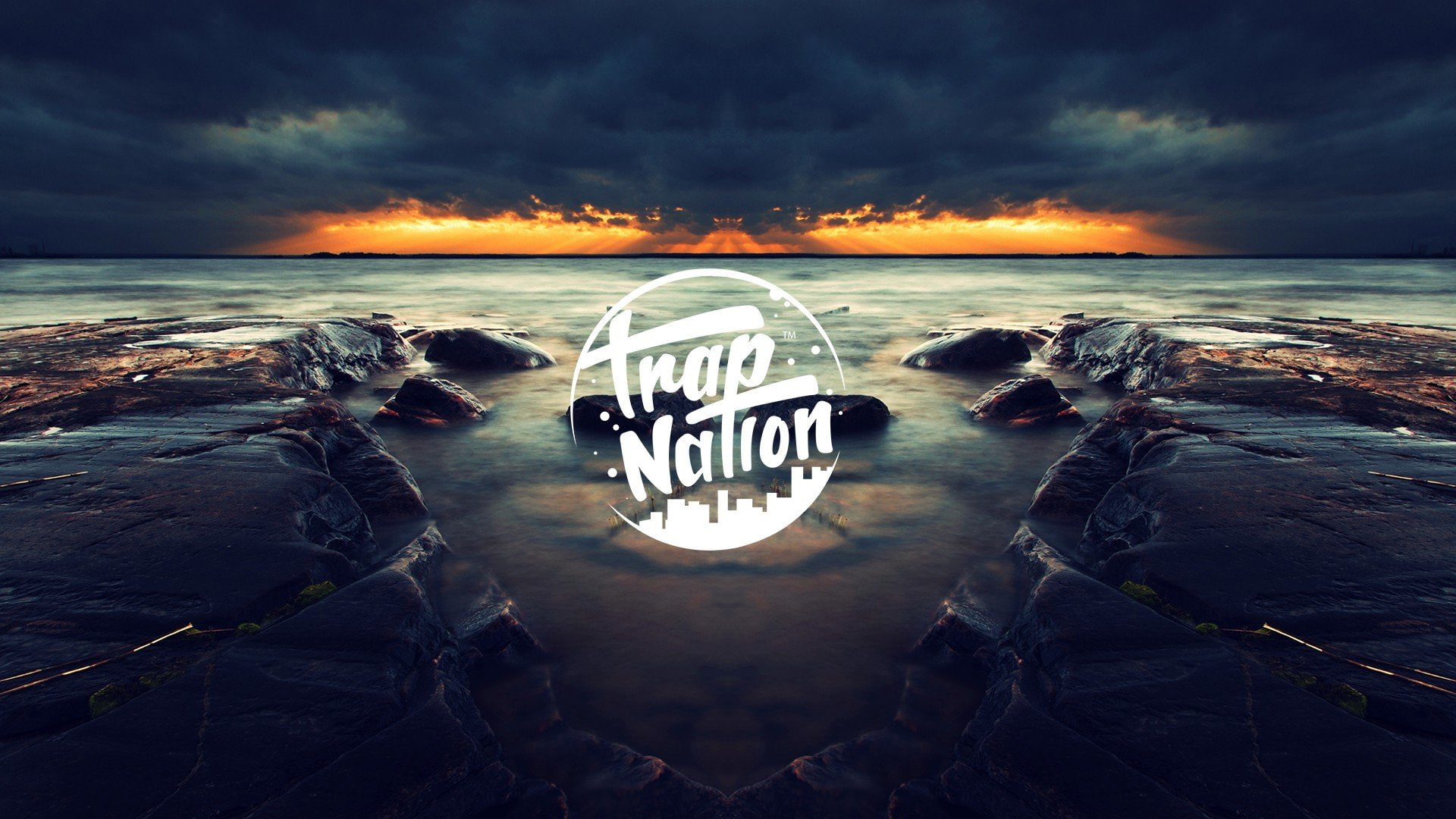 long exposure, trap nation, western script, sea, sky, horizon over water, warning sign, 1080P, cloud - sky, water, sunset, land, text, rock, horizon, scenics - nature, HD Wallpaper