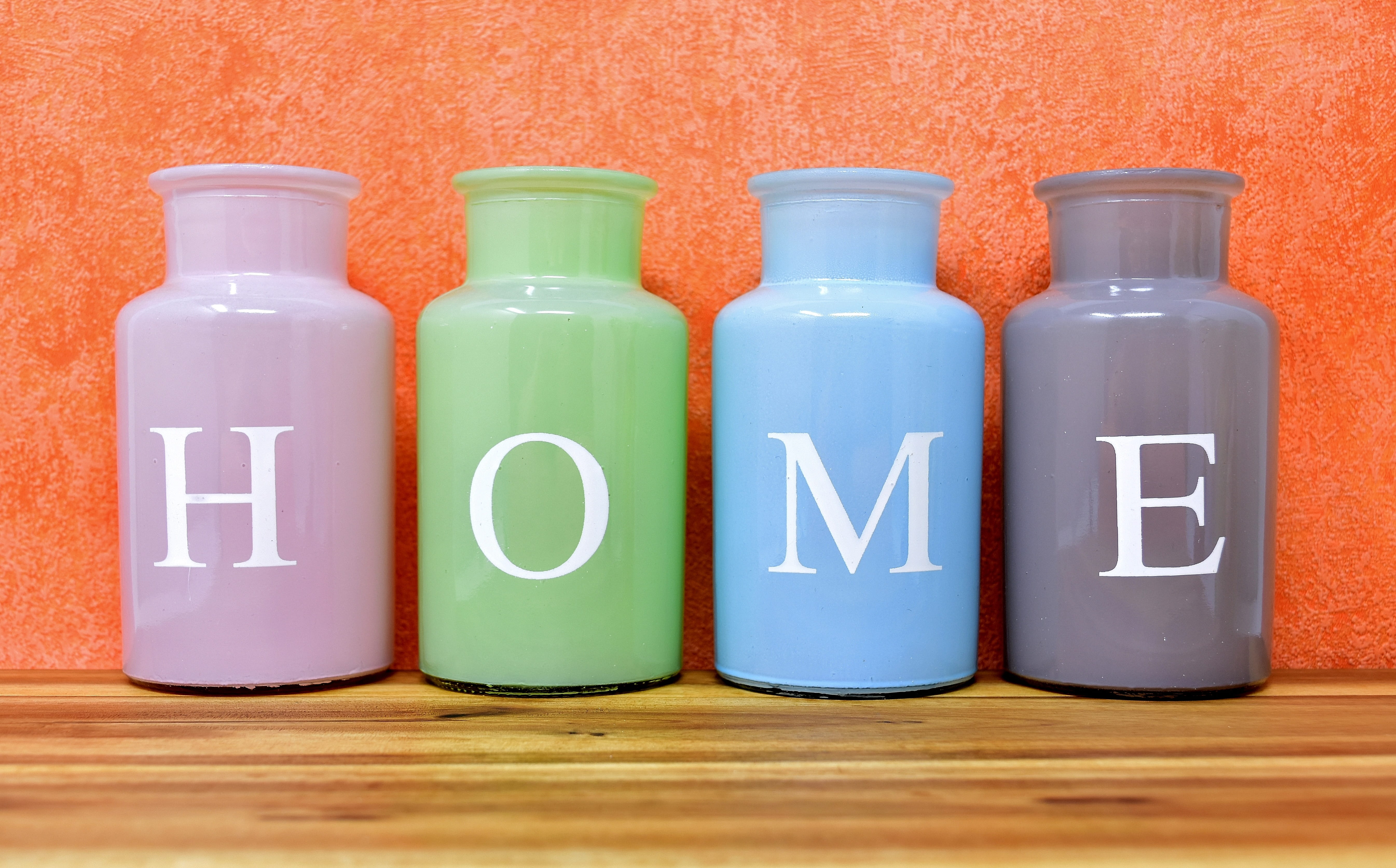 communication, at home, decoration, home, 5K, side by side, colorful, indoors, text, in a row, green color, no people, vases, studio shot, wood - material, HD Wallpaper