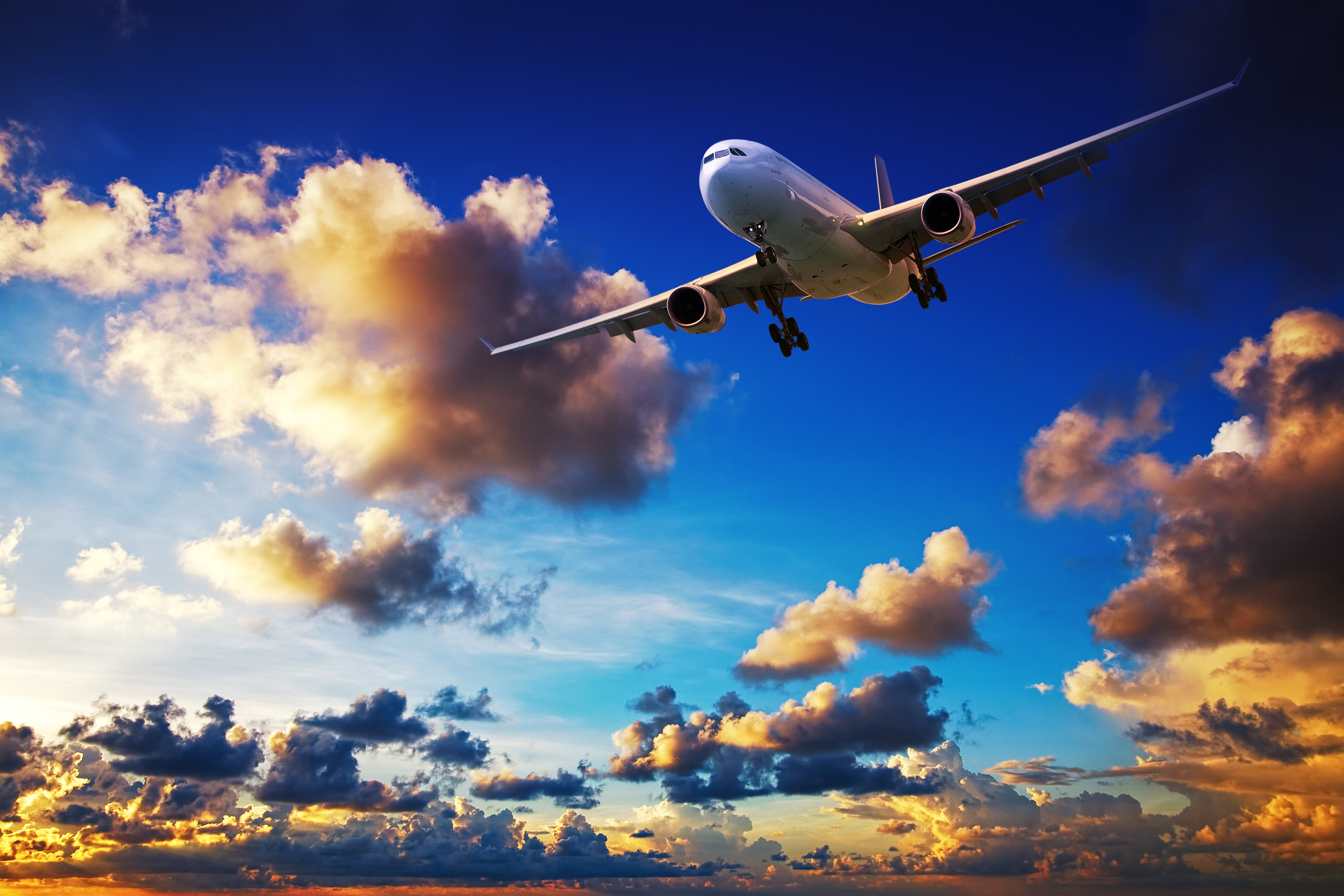 flying, business travel, mode of transportation, nature, aerospace industry, mid-air, sunset, transportation, taking off, digital composite, in the sky, HD Wallpaper