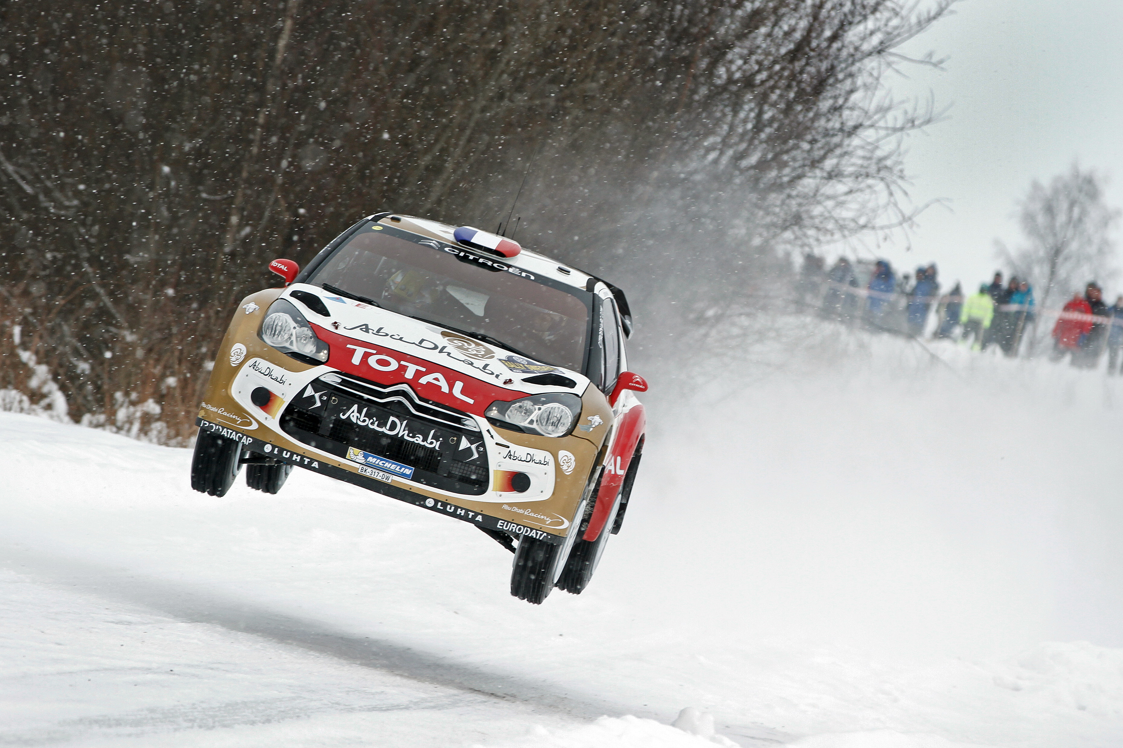2K, The front, Rally, In The Air, Daniel Elena, Citroen, DS3, Sebastien Loeb, WRC, Winter, Flies, Snow, HD Wallpaper