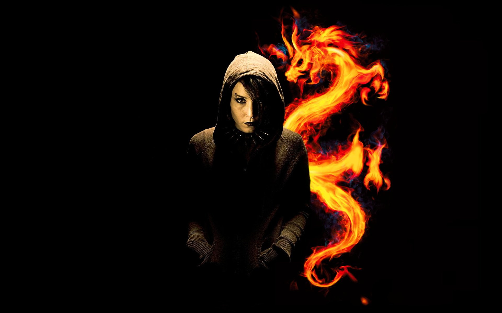 burning, 1gwpwf, women, inferno, indoors, 1080P, Played, dragon, cut out, young adult, fire - natural phenomenon, fire, fantasy, sci, glowing, flame, motion, HD Wallpaper