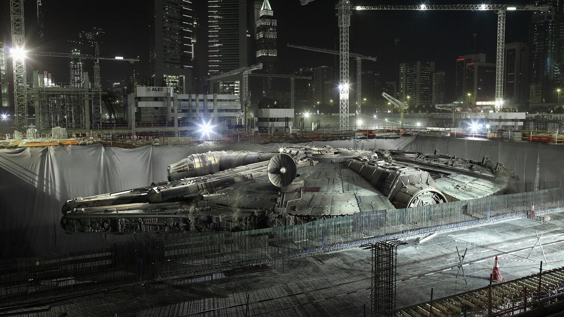 space, art, constructions, stars, hd, ships, millenium, 1080P, cityscapes, star, falcon, x, Star Wars, wars, HD Wallpaper