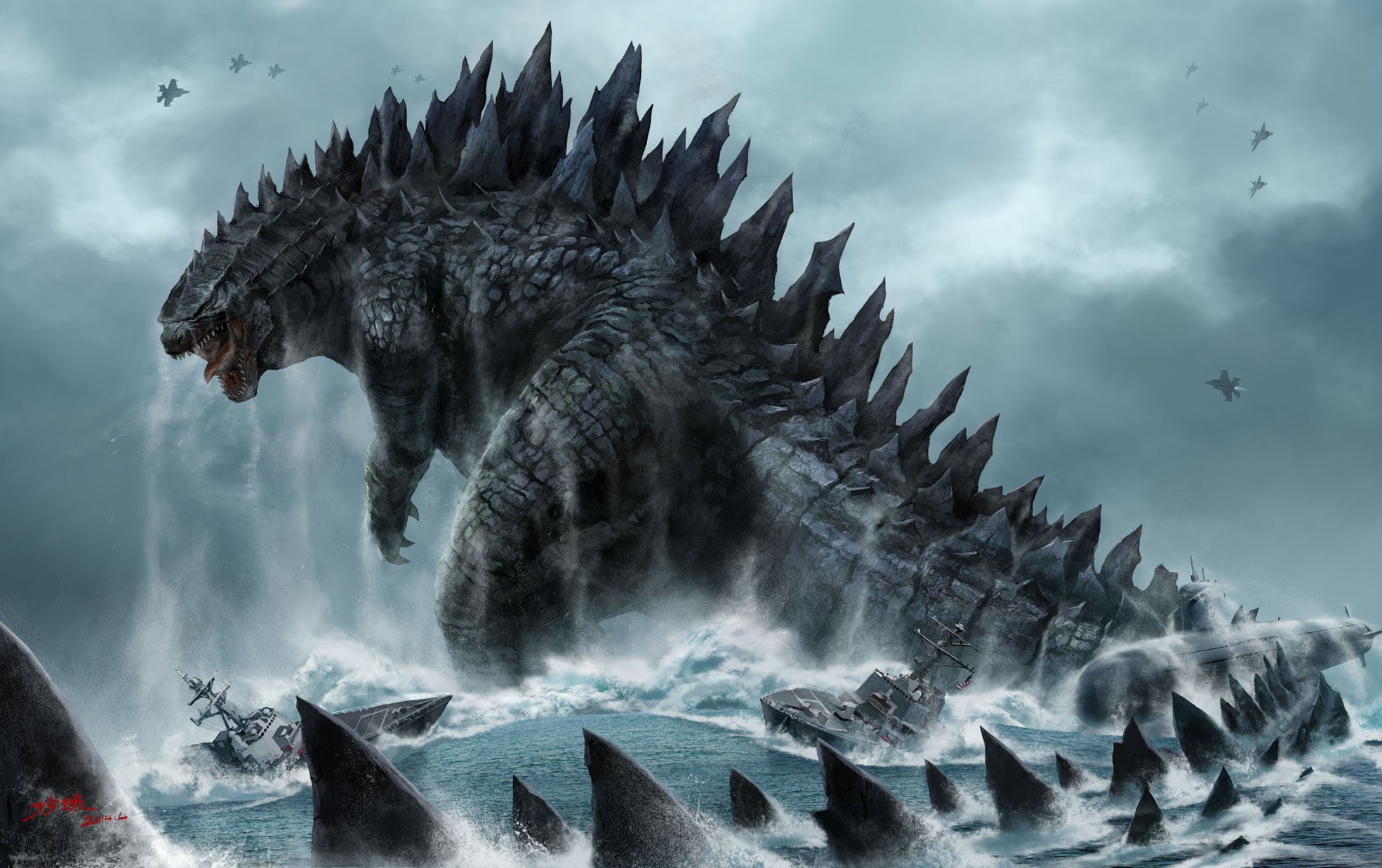 horror, 1080P, monster, dinosaur, godzilla, fantasy, adventure, action, sci fi, HD Wallpaper