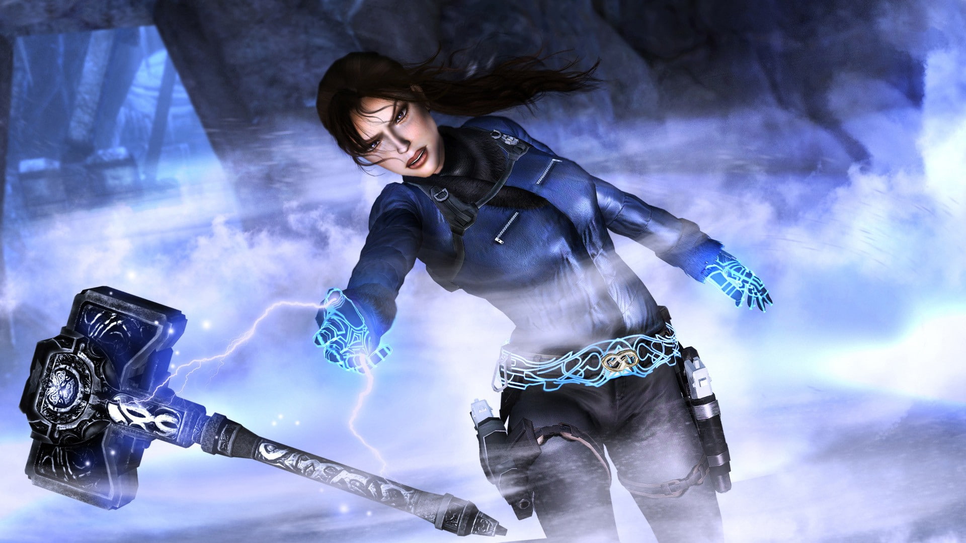 video games, Tomb Raider, aggression, young adult, clothing, futuristic, portrait, emotion, happiness, women, security, Lara Croft, smoke - physical structure, HD Wallpaper