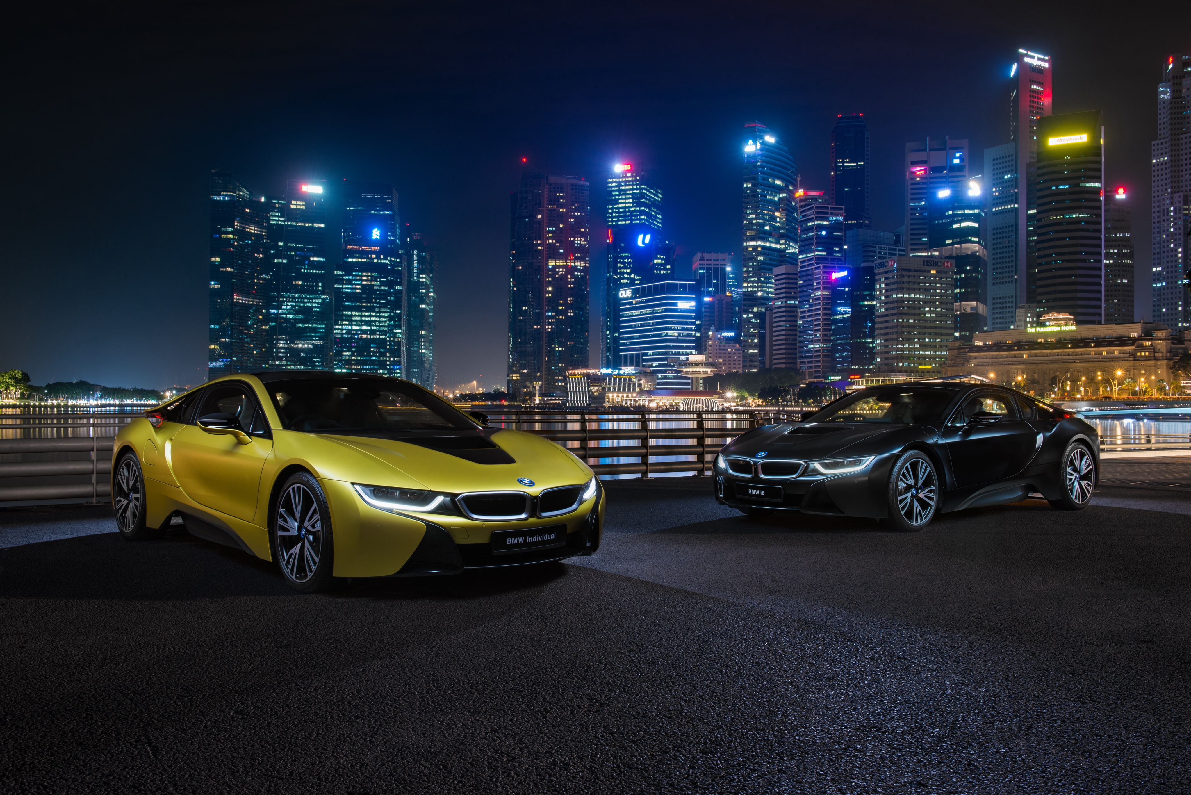 4K, Frozen Yellow Edition, 4K, BMW i8, Frozen Black Edition, HD Wallpaper