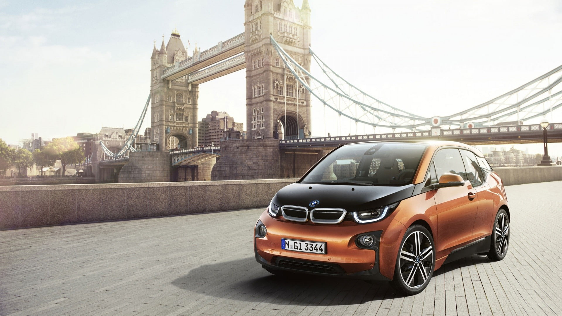 car, BMW, bridge, 1080P, BMW i3, HD Wallpaper