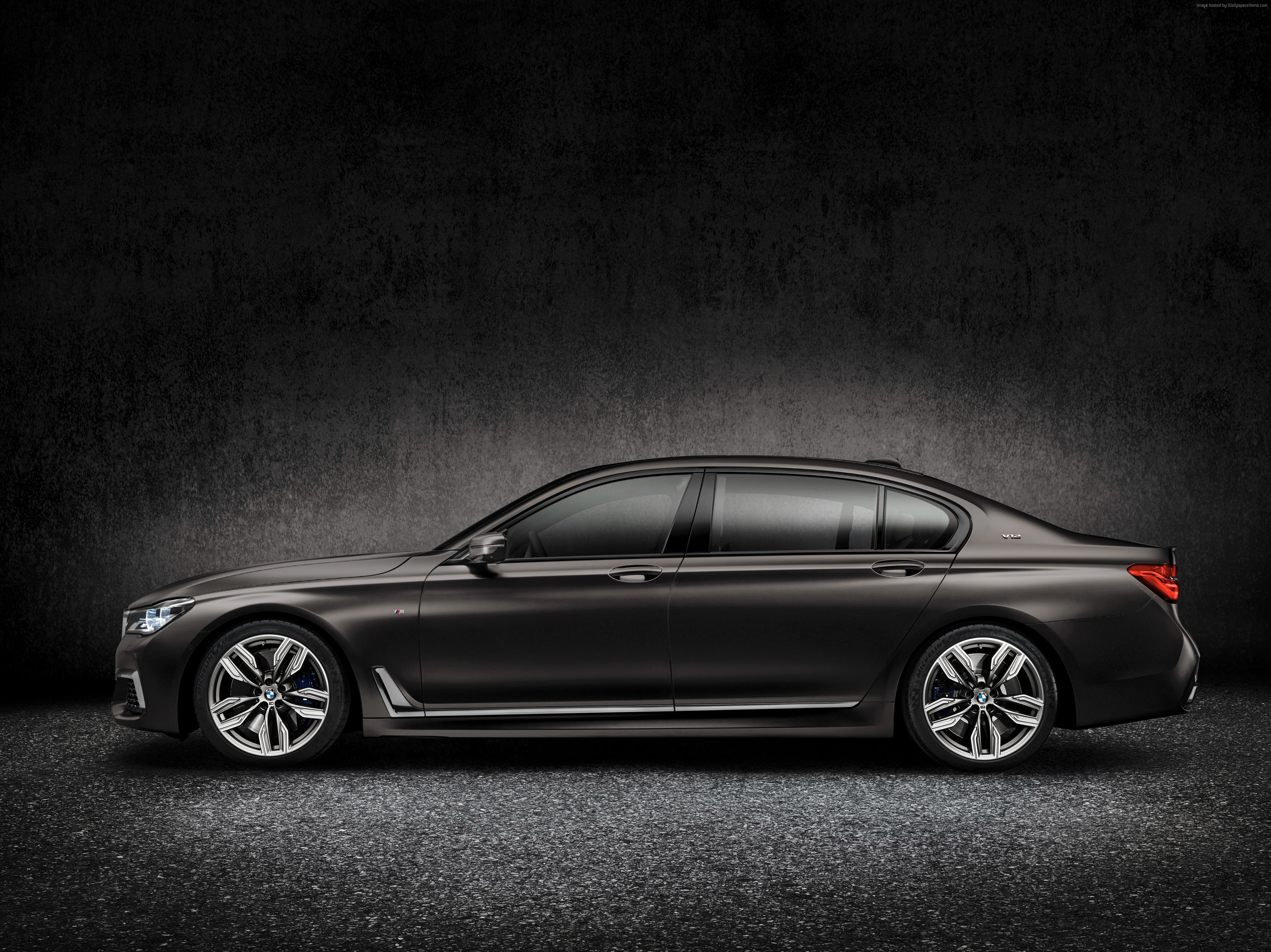 BMW M760Li xDrive, black, 4K, Geneva Motor Show 2016, hybrid, HD Wallpaper