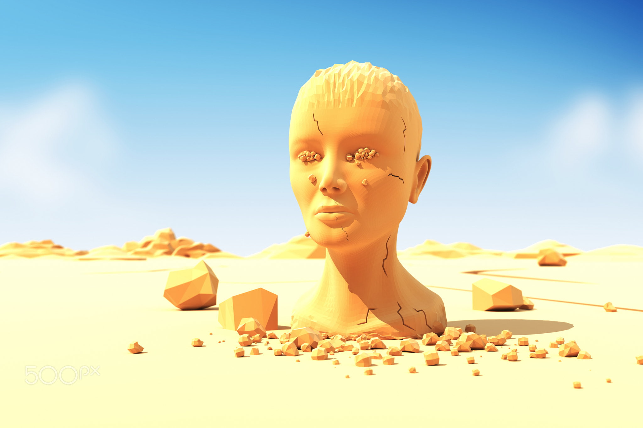 headshot, blue, portrait, leisure activity, sand, front view, sky, beauty in nature, one person, digital art, Tatiana Shepeleva, close-up, 1080P, beach, HD Wallpaper