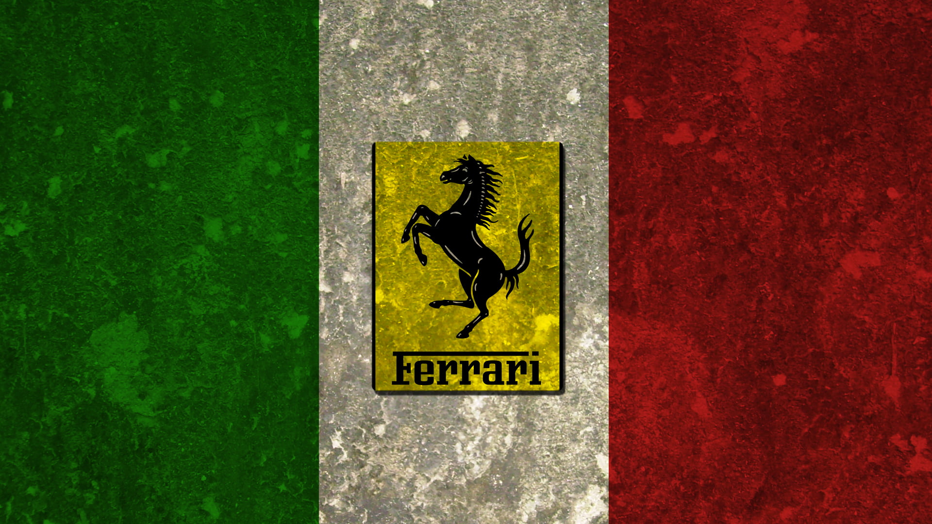 prancing horse, red, text, Ferrari, flag, western script, yellow, information, wall - building feature, warning sign, no people, communication, representation, HD Wallpaper