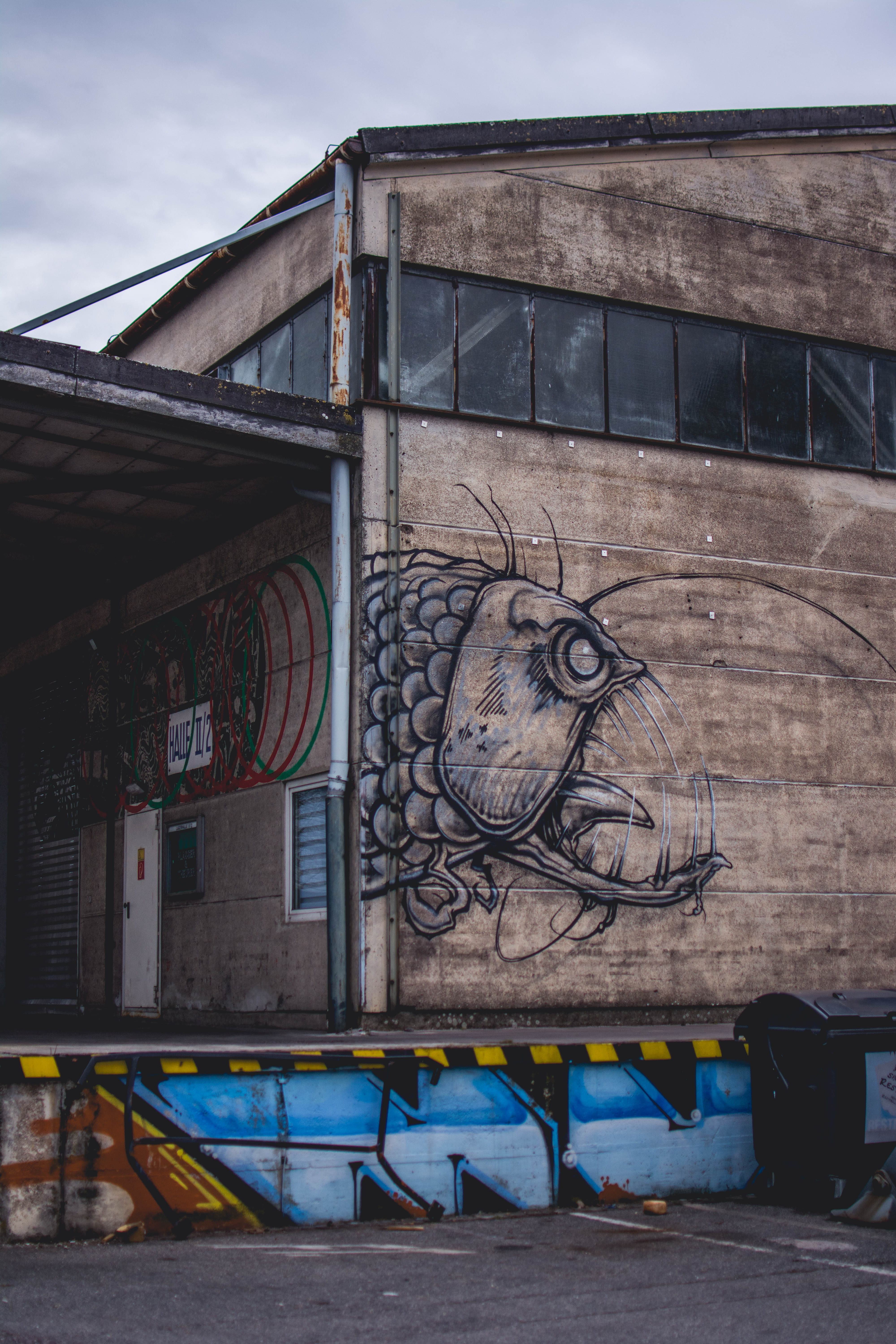 brown, mural, abandoned, photography, art, graffiti, architecture, monster, street art, color, creativity, transportation system, city, outdoors, building, Phone HD Wallpaper