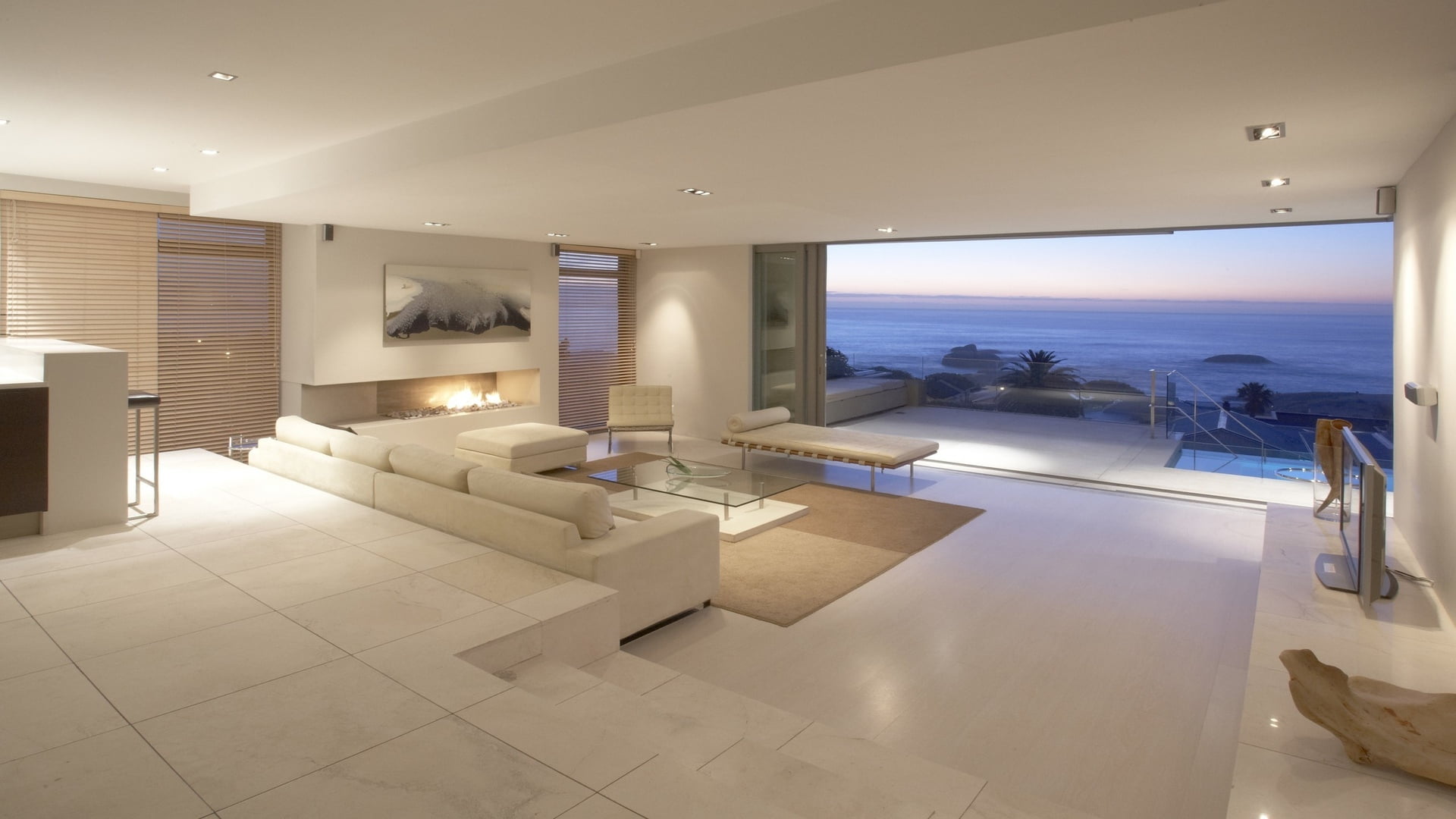horizon, wooden, white, interior, sea, mirror, room, terraces, 1080P, cabinet, HD Wallpaper