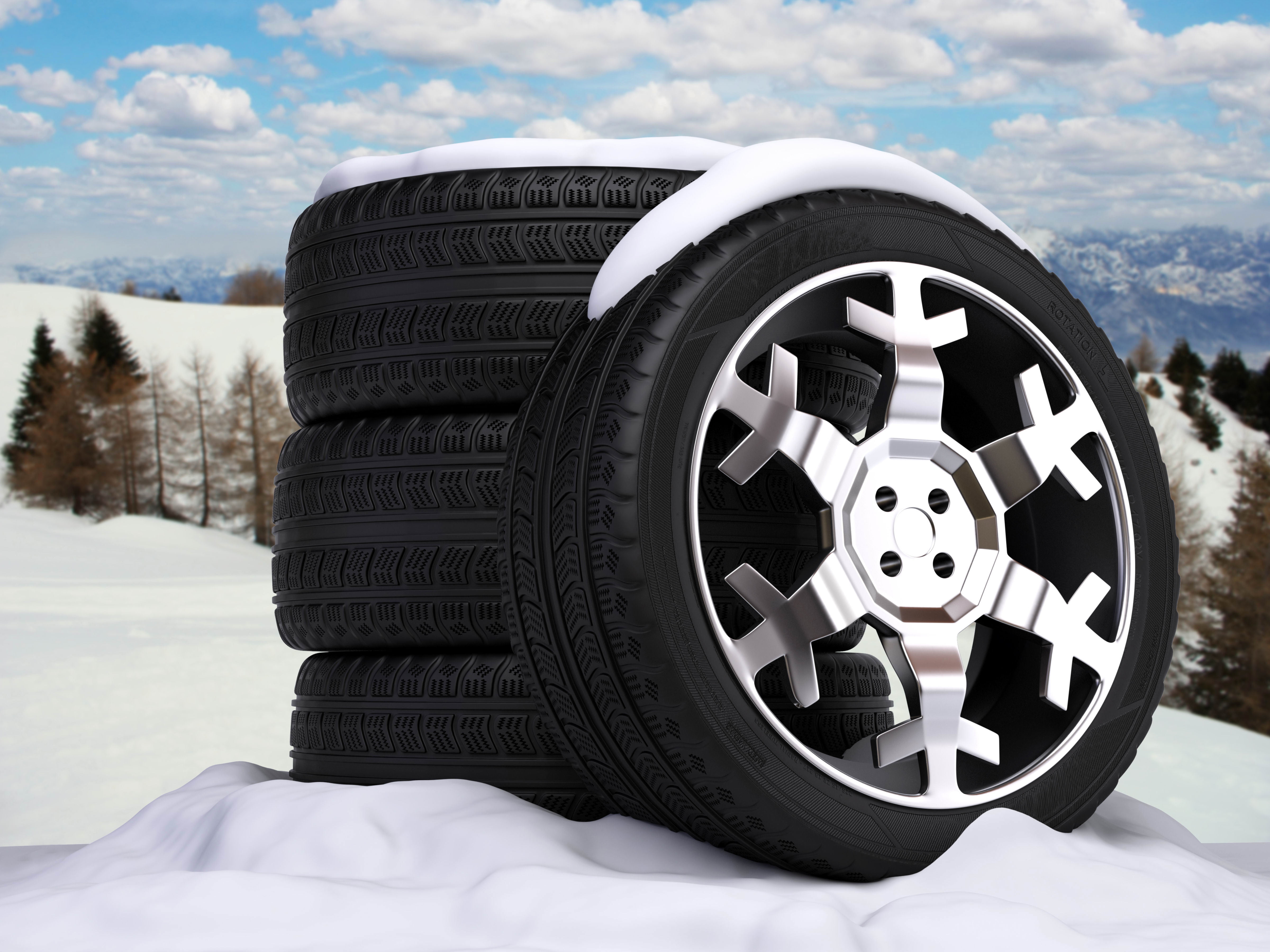 tires, winter, cold temperature, background, mountain, art, 4K, close-up, scenics - nature, day, disk, tyres, cast, field, mode of transportation, white color, HD Wallpaper