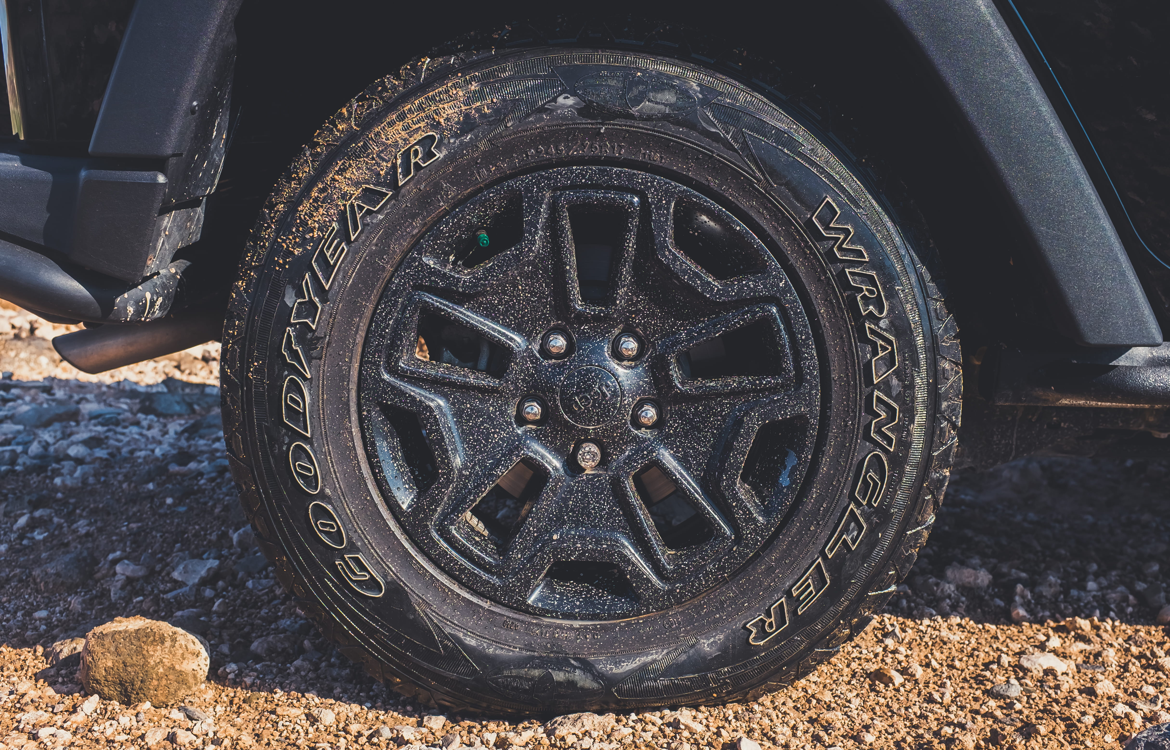 street, truck, black, off-road, outdoors, no people, land, motor vehicle, mode of transportation, transportation, wrangler, nature, close-up, construction machinery, HD Wallpaper