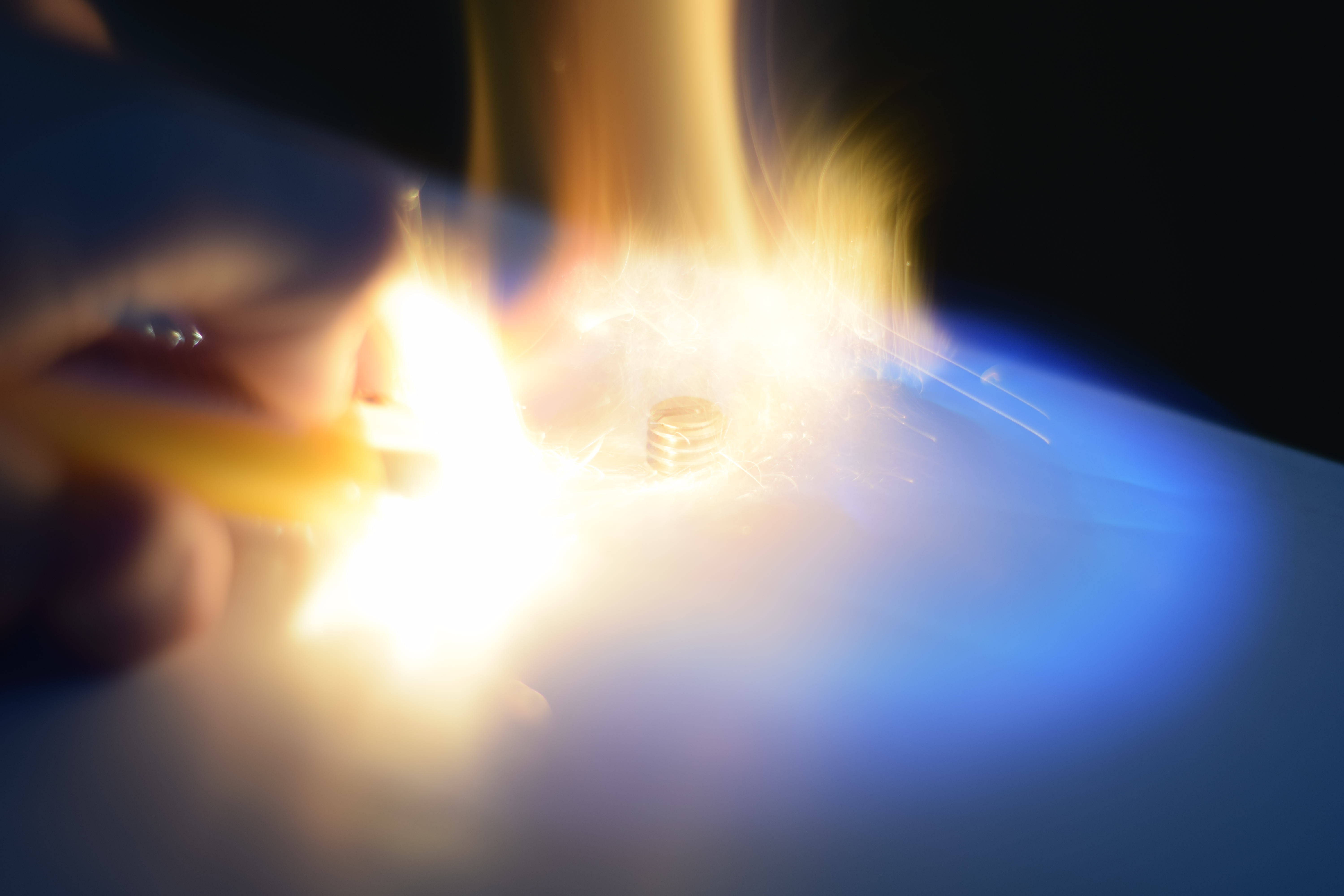 motion, fuel and power generation, indoors, blurred motion, nature, orange color, blue, illuminated, dark, fire - natural phenomenon, fire, brightly lit, HD Wallpaper