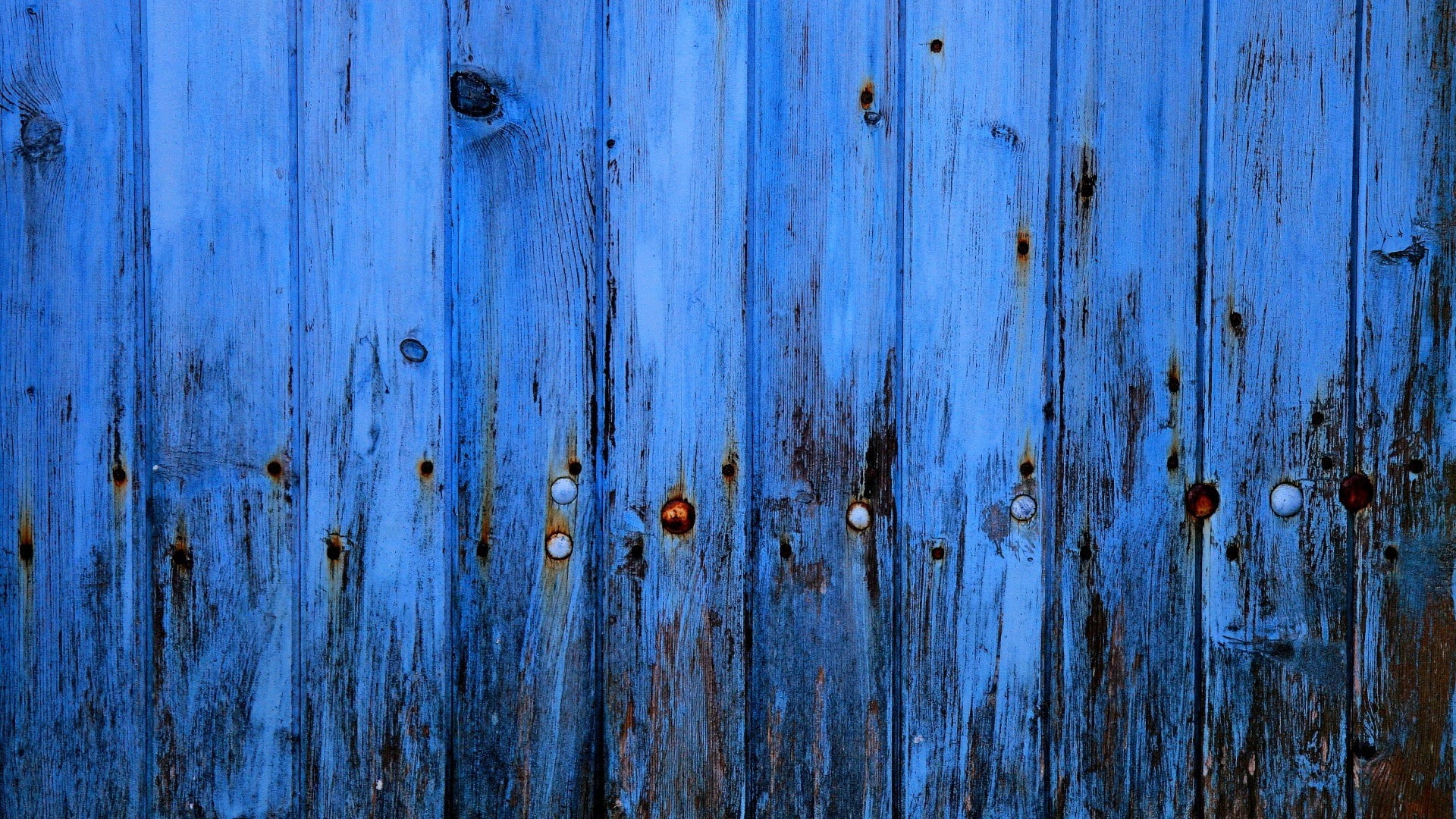 wooden surface, rust, thread, planks, wood, texture, metal, minimalism, blue, 1080P, HD Wallpaper