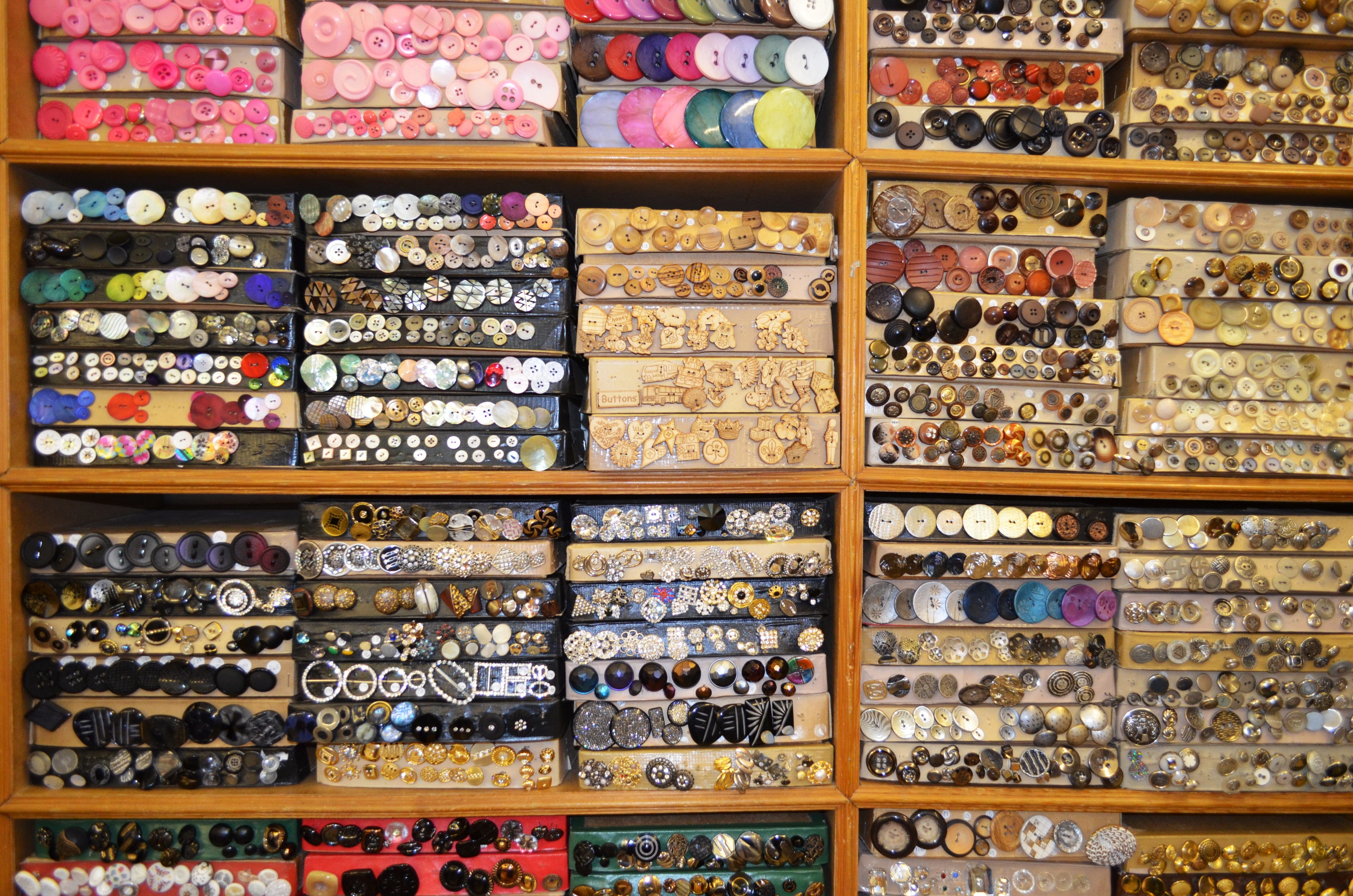 dressmaking, handmade, thread, needlecraft, seamstress, set, clothing, stitch, container, retail display, designer, collection, button, assorted, store, HD Wallpaper