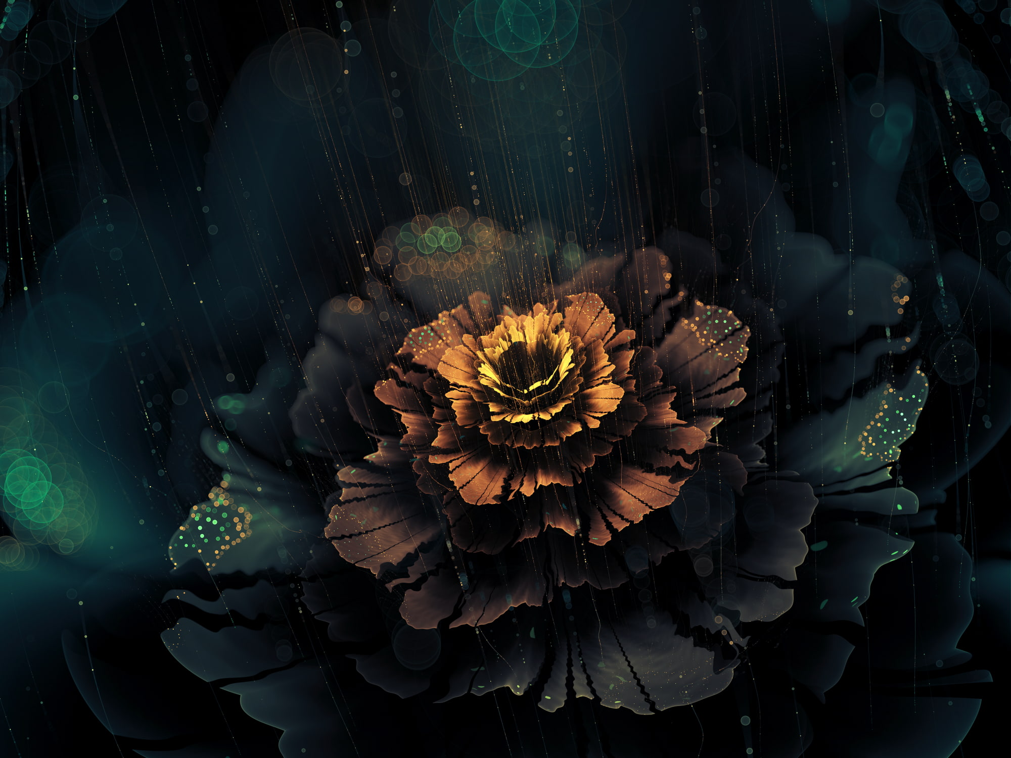 fractal, rain, fractal flowers, 1080P, HD Wallpaper