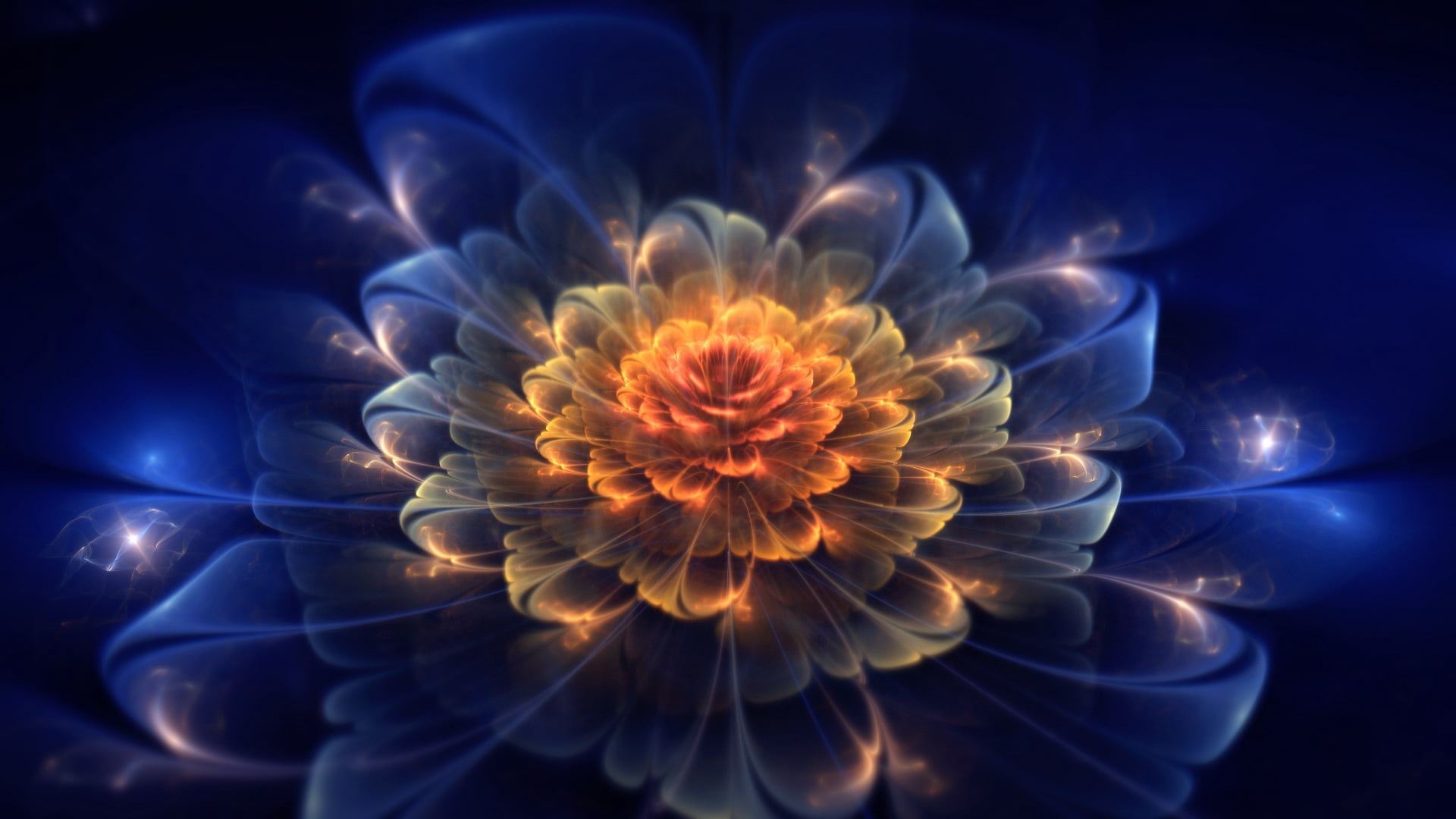 shape, blue background, inflorescence, flower head, design, digitally Generated Image, dark, beauty in nature, space, exploding, no people, fantasy, HD Wallpaper