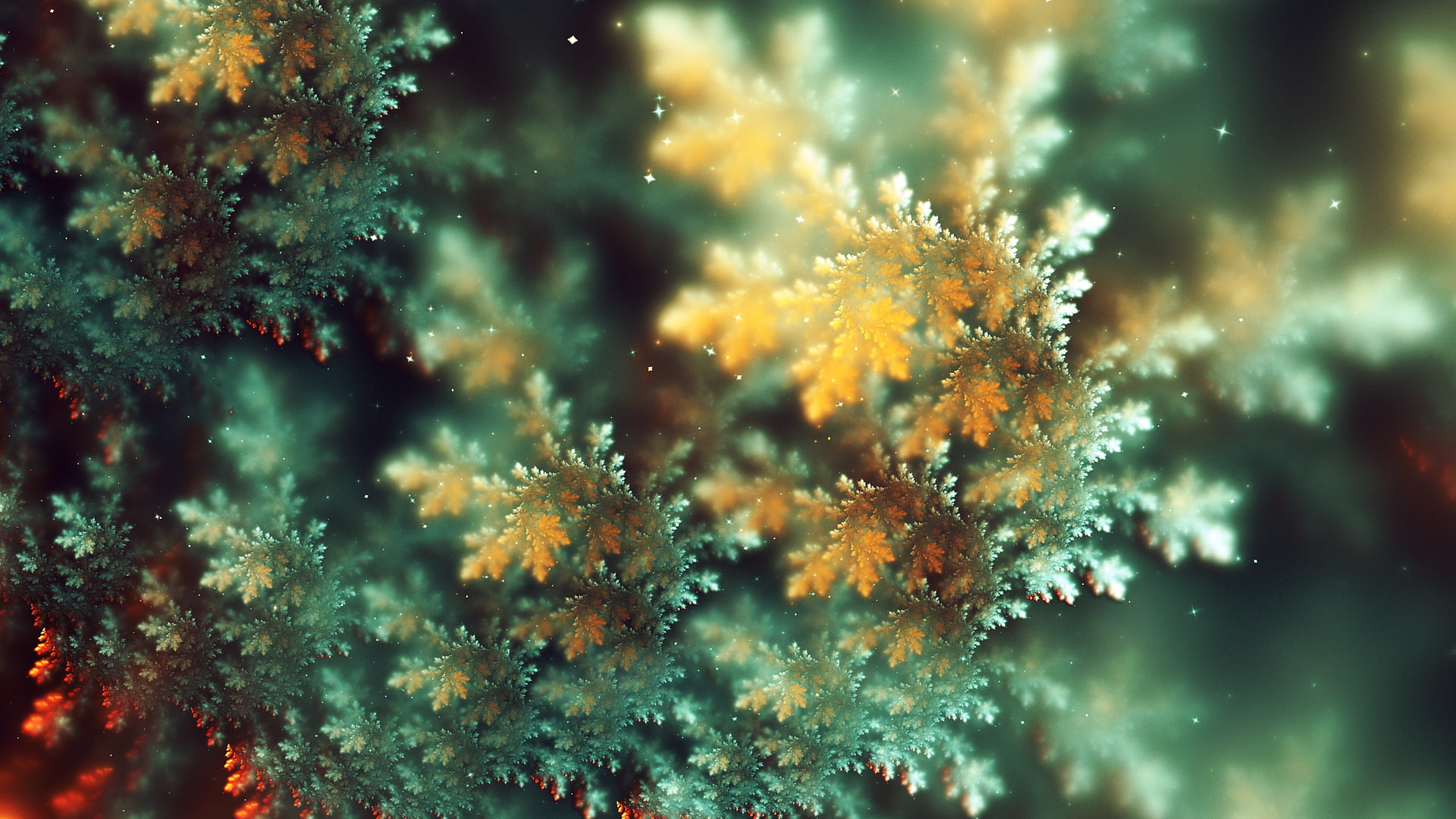 fractal, blurred, fractal flowers, abstract, depth of field, 3D, 1080P, CGI, digital art, HD Wallpaper