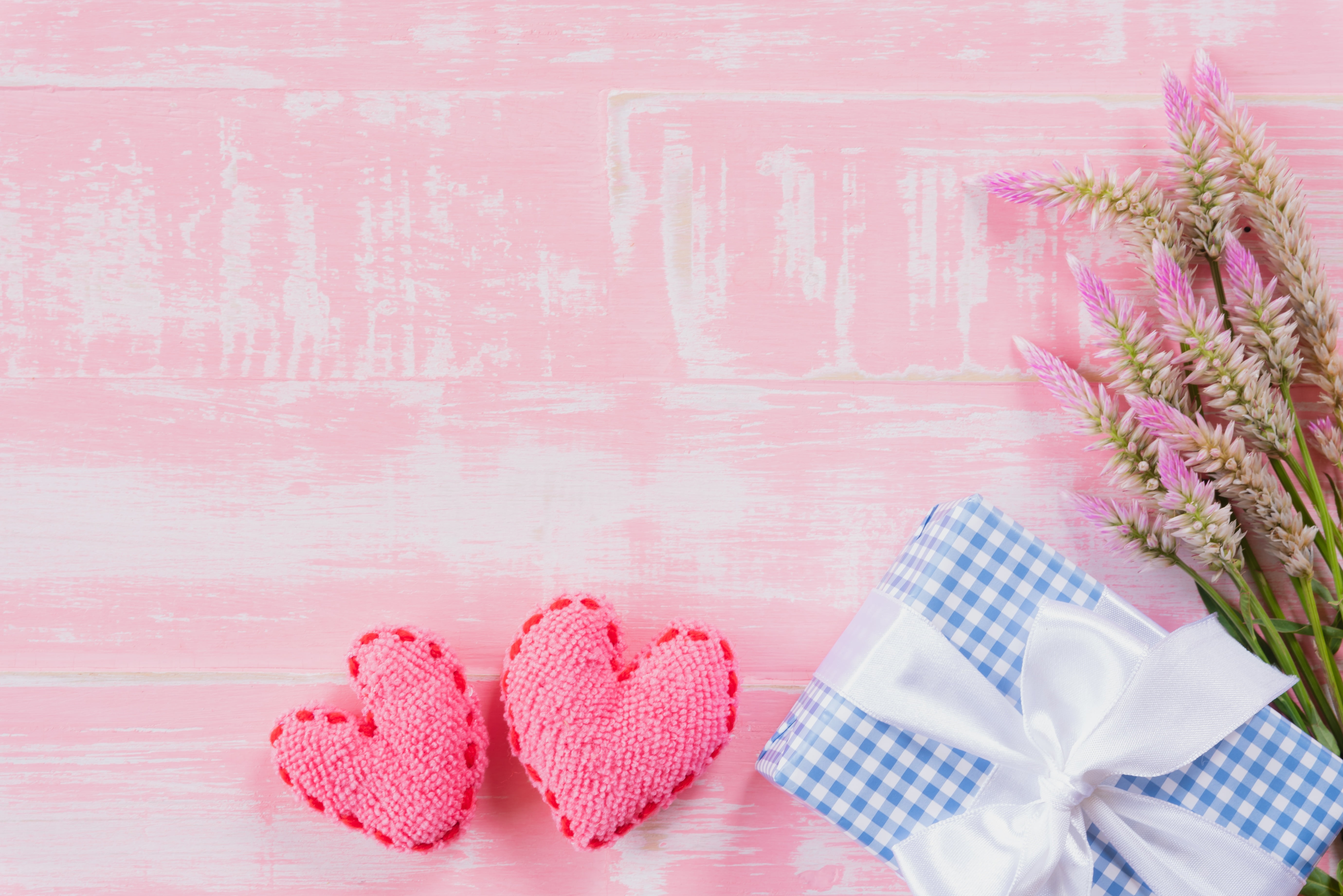 valentine, hearts, flowers, love, heart, 5K, romantic, wood, gift, pink, HD Wallpaper