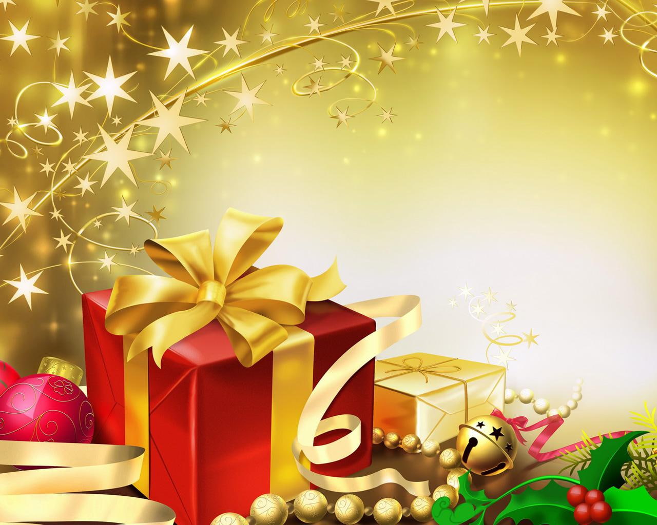 spangles, gift, new year, christmas, new, box, year, 720P, HD Wallpaper