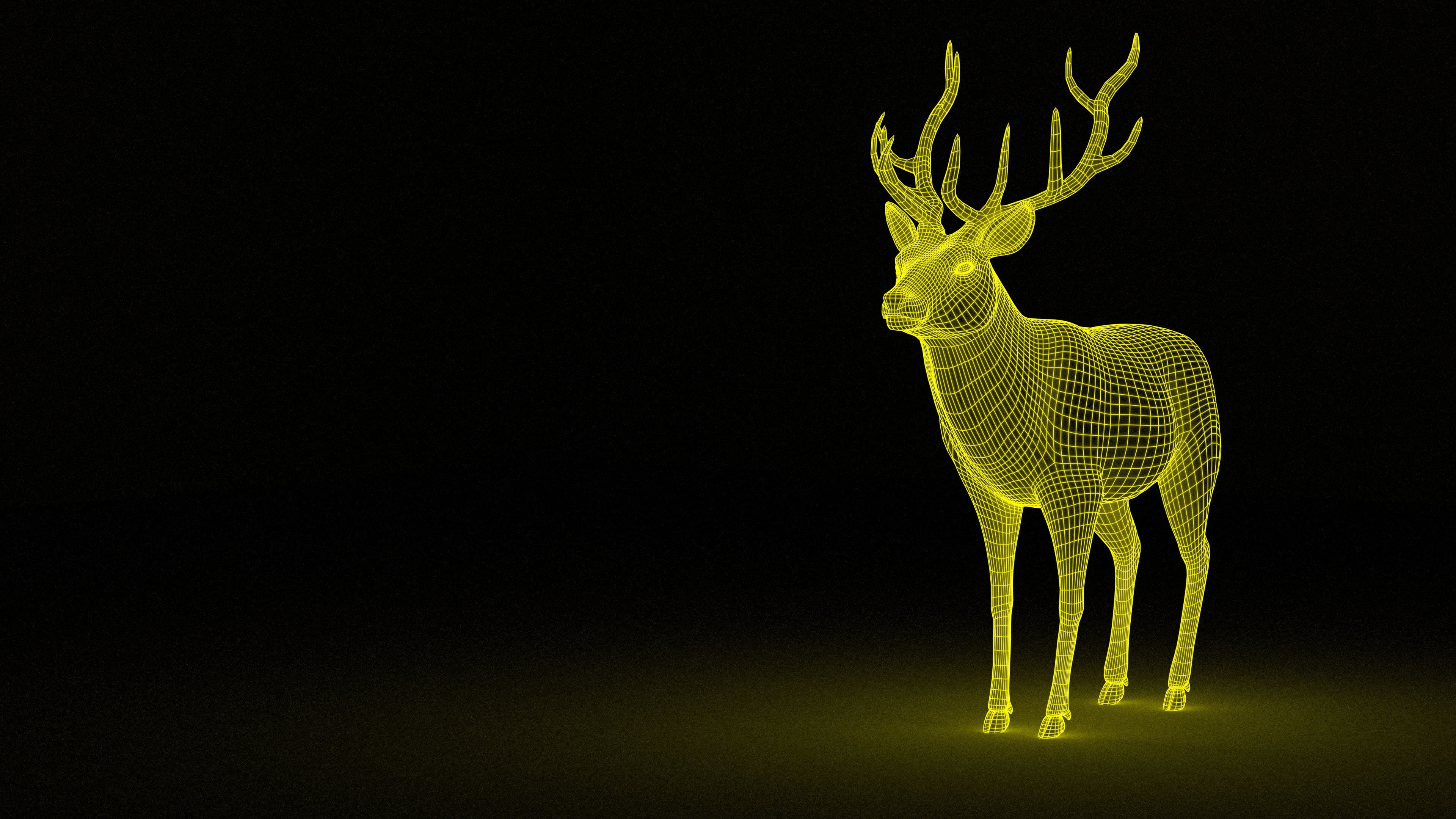 d, animal, standing, mammal, nature, christmas, illuminated, tree, vector, stag, illustration, one animal, deer, reindeer, backgrounds, silhouette, abstraction, HD Wallpaper
