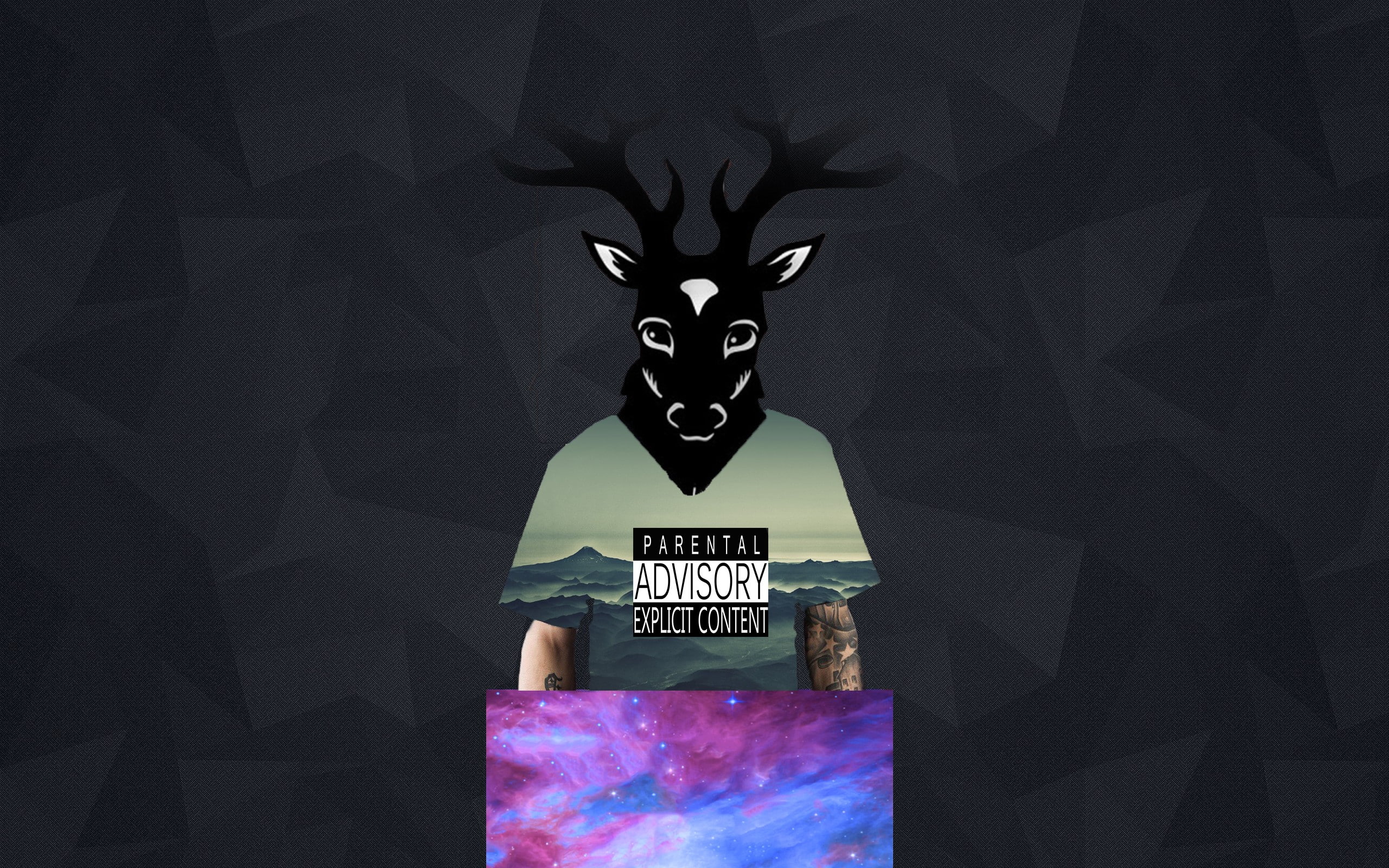 sky, 2K, sea, deer, tattoo, abstract, universe, space, black, HD Wallpaper