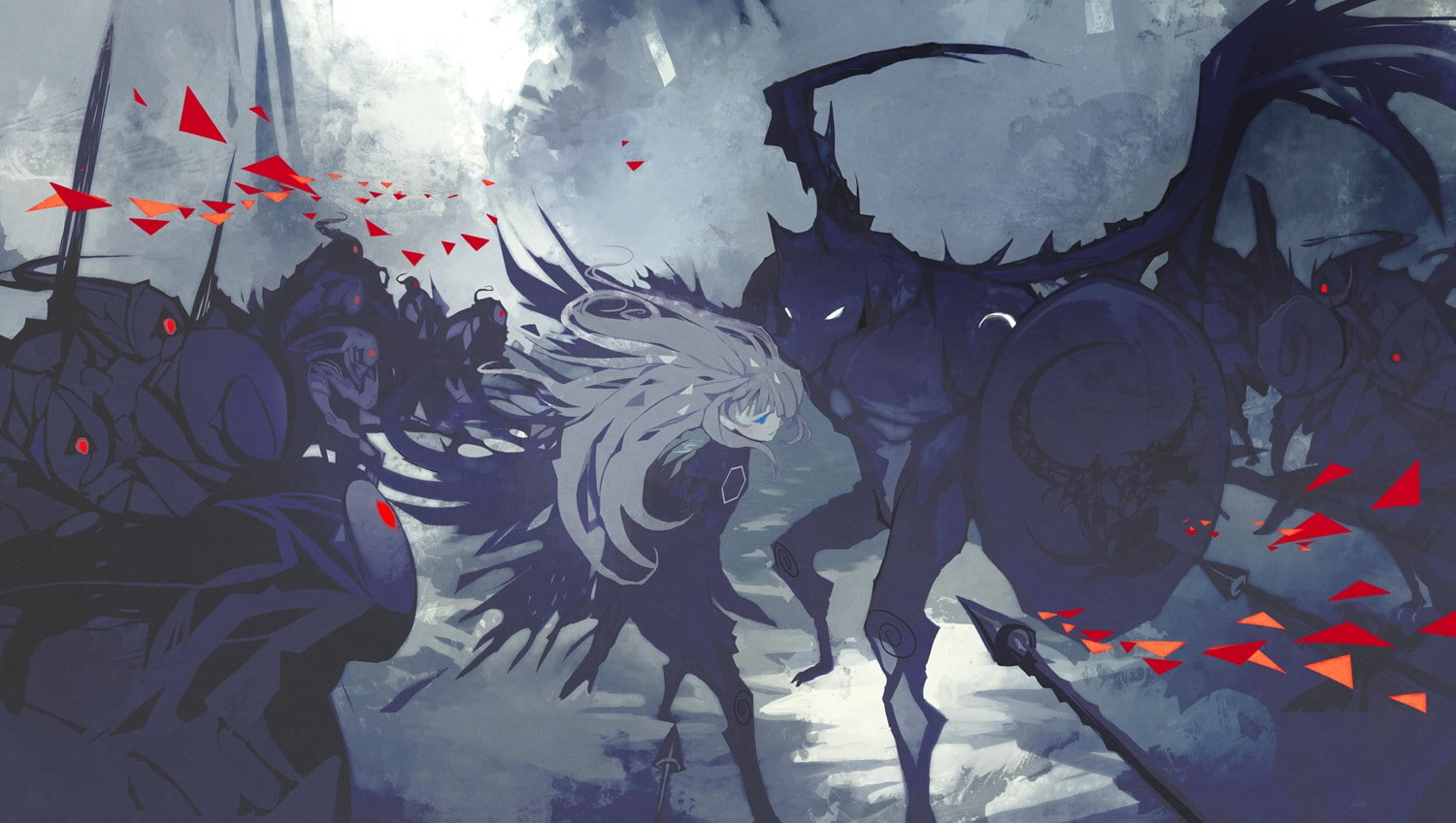 angel, sky, Street Light, Deer, forest, rabbits, knight, Spiderwebs, artwork, Werewolves, wolf, Violin, Piano, goats, Nano Mortis, scythe, 720P, Colorful, HD Wallpaper