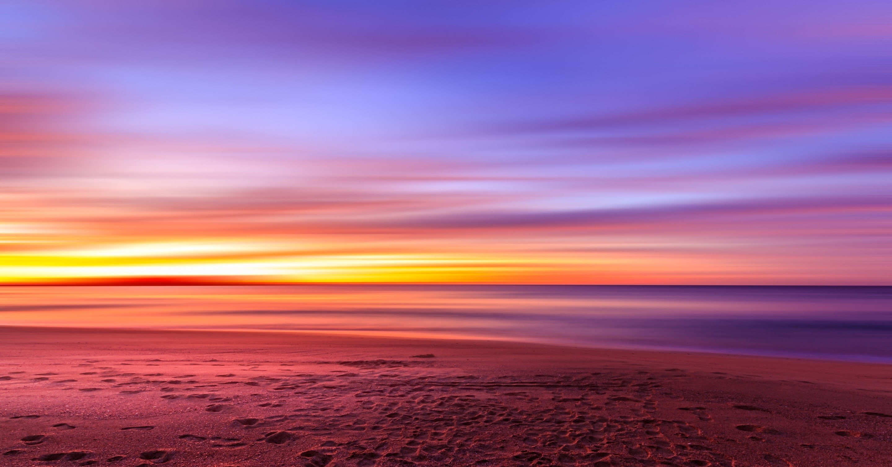 2K, Sydney, clouds, red, horizon, Australia, sea, sunset, landscape, sand, beach, American Buffalo, water, nature, HD Wallpaper