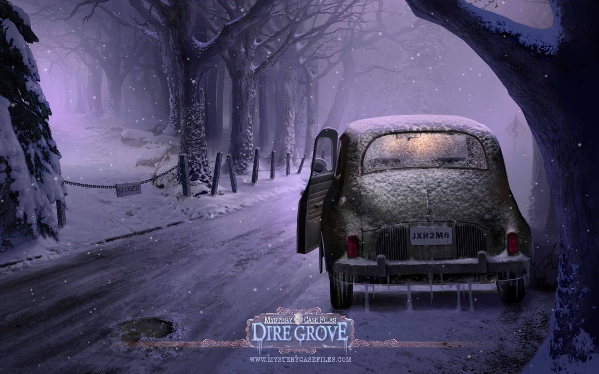 Snow, Winter, Old Car, Video Game, 1080P, Vintage, Mystery Case Files: Dire Grove, Road, HD Wallpaper