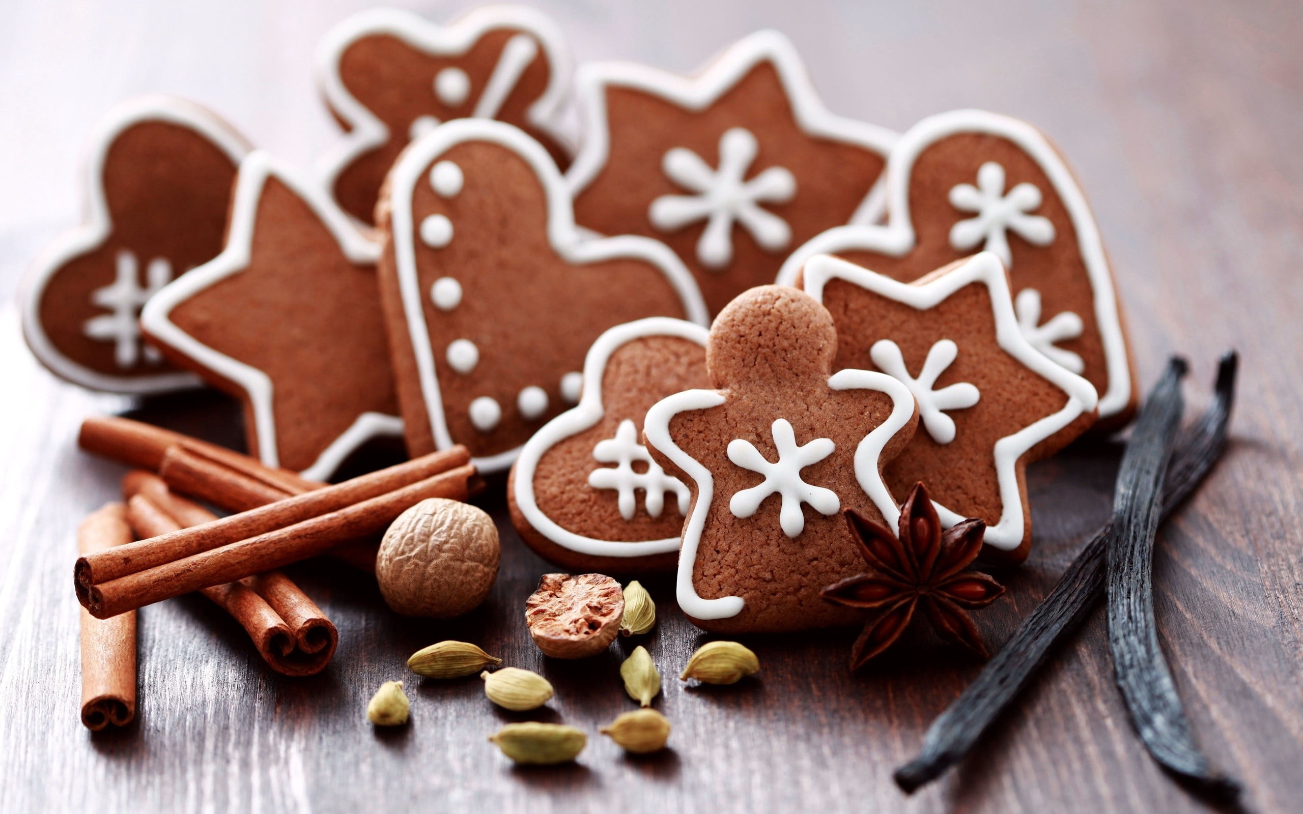 dessert, gingerbread Cookie, cinnamon, gingerbread Cake, sweet, white, cakes, cookies, spice, seasoning, sticks, christmas Decoration, food and drink, star anise, HD Wallpaper