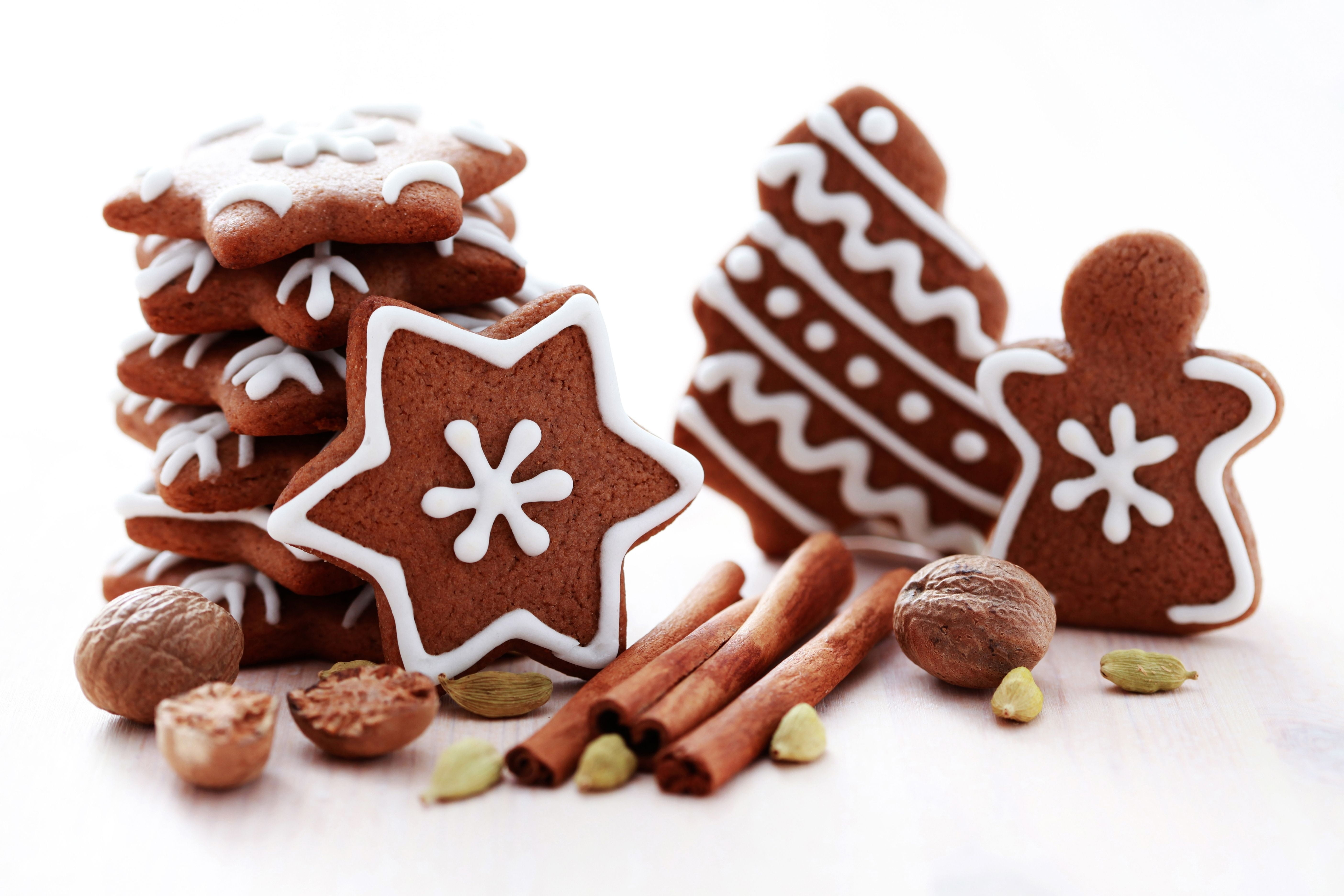 food, still life, gourmet, dessert, christmas Ornament, christmas Decoration, icing, snowflake, sweet, 5K, indulgence, star Shape, baked, backgrounds, HD Wallpaper