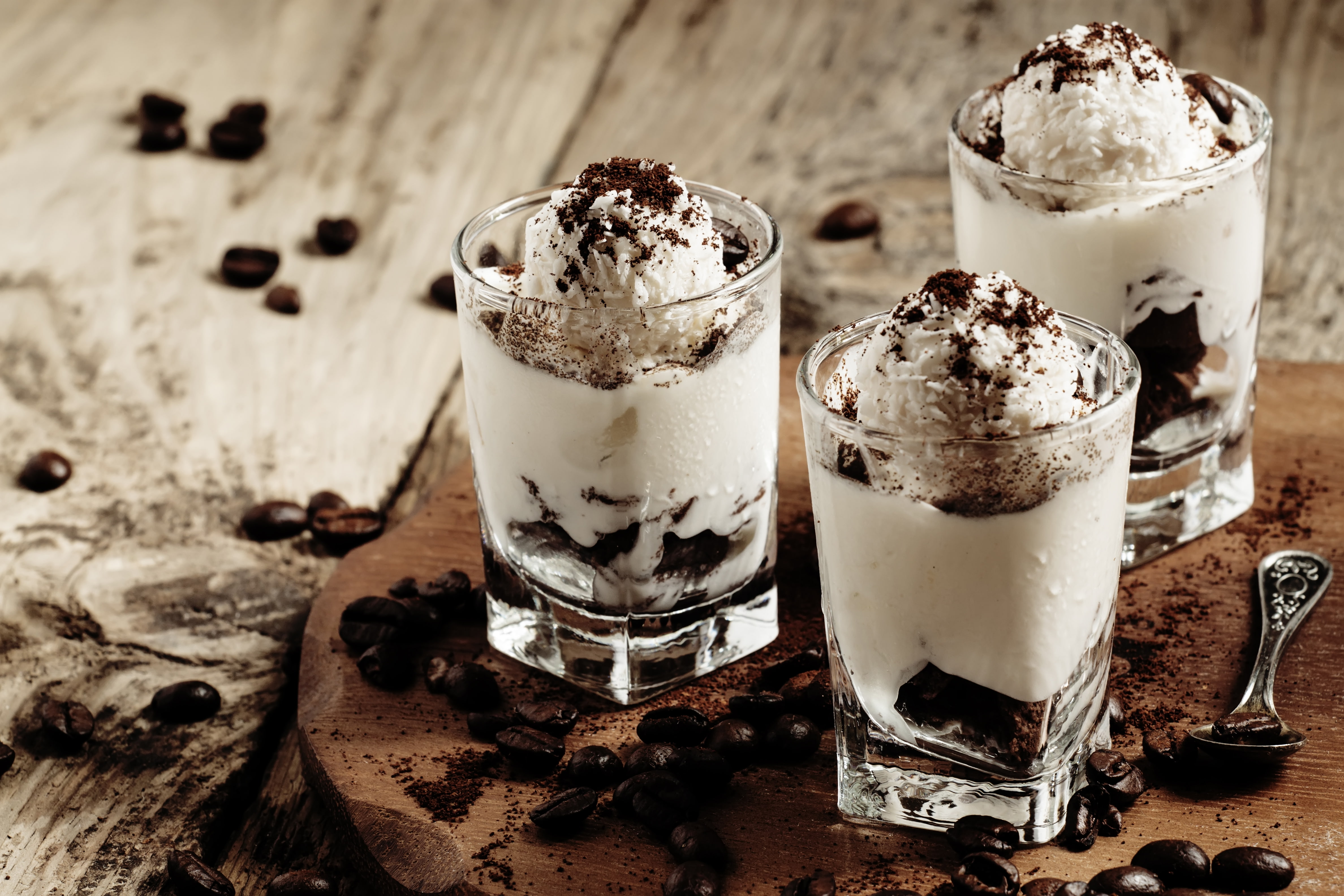 cream, delicious, 4K, cookies, tiramisu, italian, sweet, chocolate, coffee, cocoa, dessert, glass, HD Wallpaper