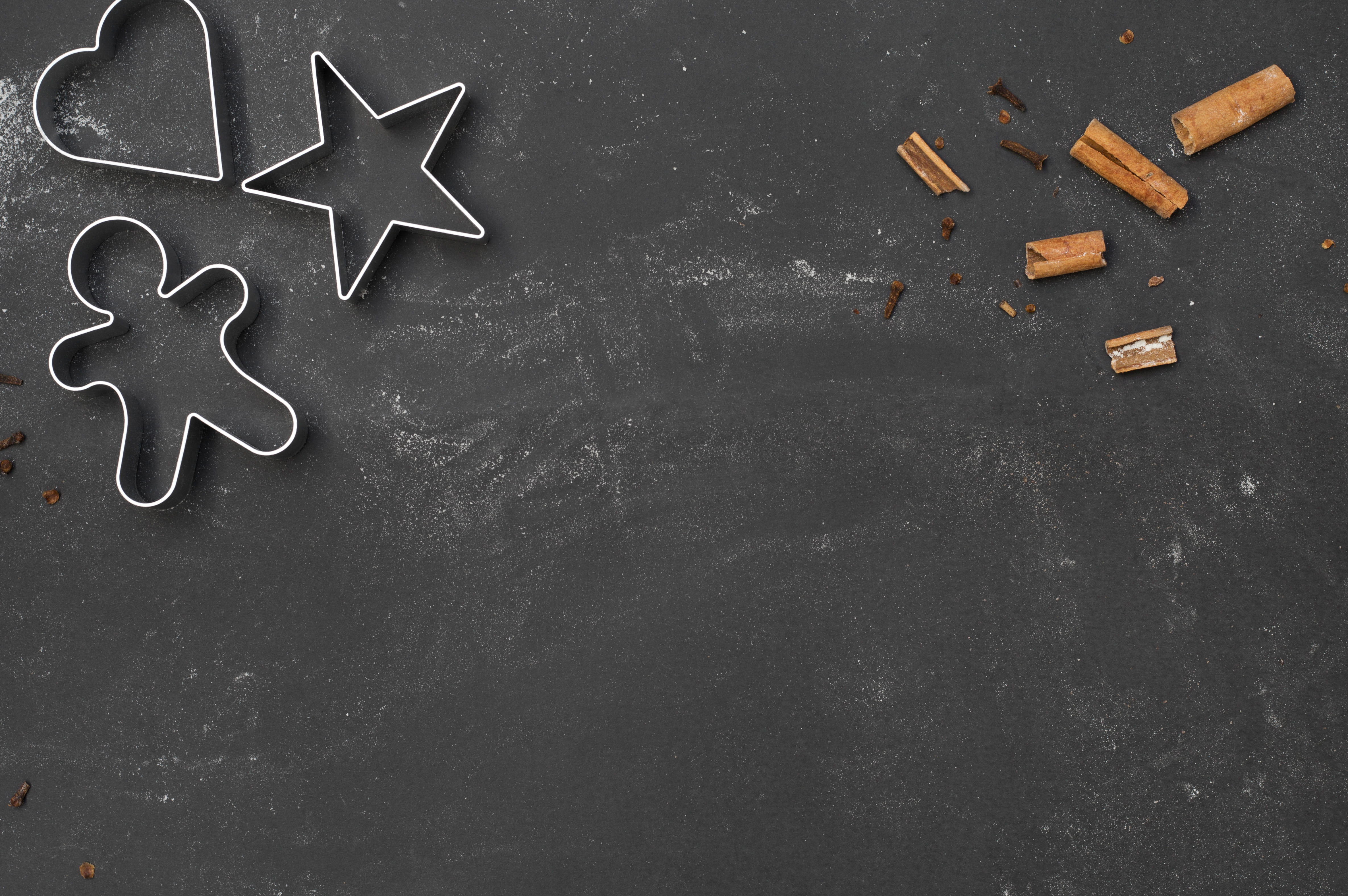 baking, creativity, slate - rock, cookie, indoors, cutter, shapes, education, board, christmas, still life, blackboard, star, no people, table, 4K, shape, HD Wallpaper