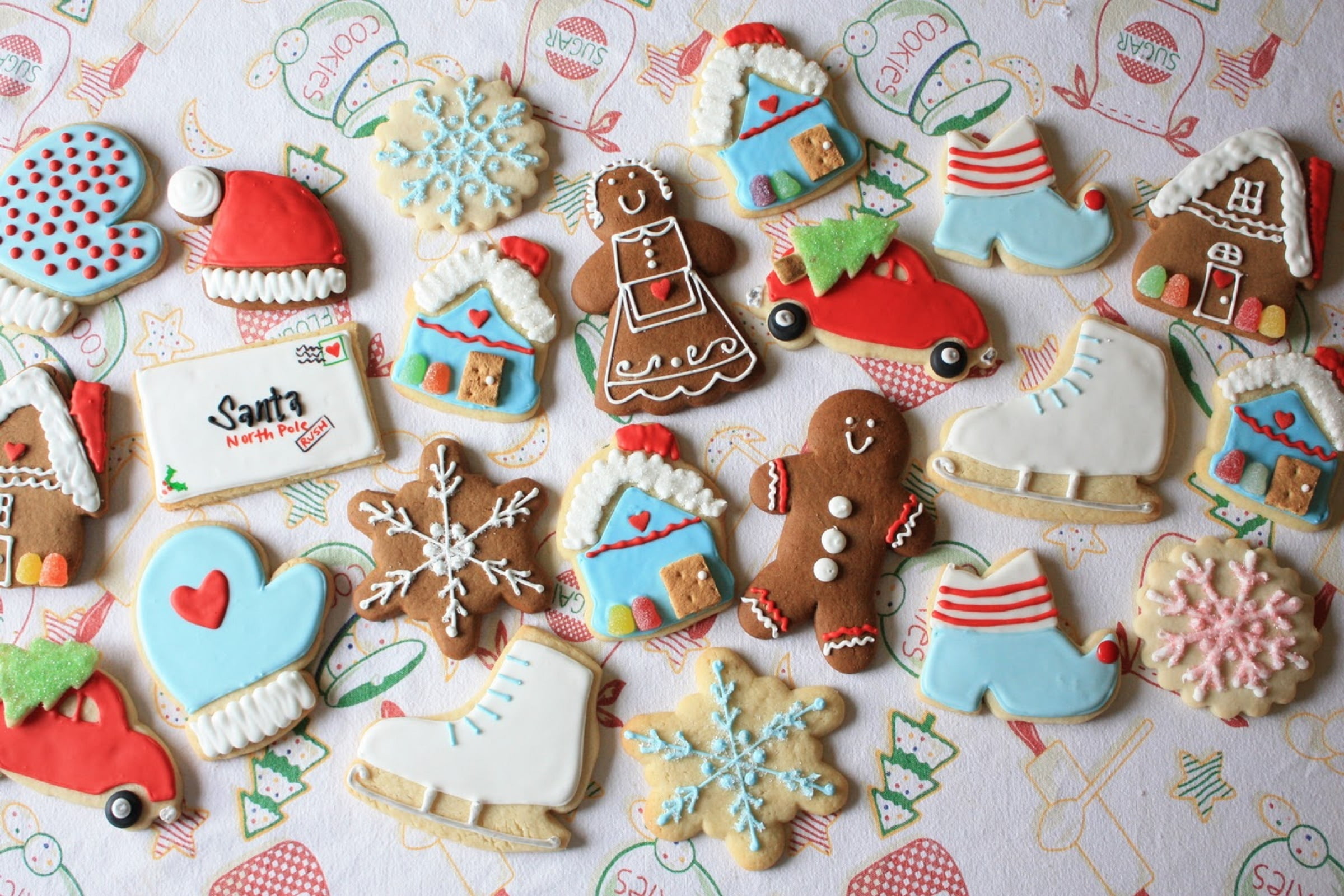 no People, christmas, cookies, assorted, sweet, skates, old-fashioned, temptation, season, star Shape, gingerbread Cookie, still life, retro Styled, heart Shape, HD Wallpaper