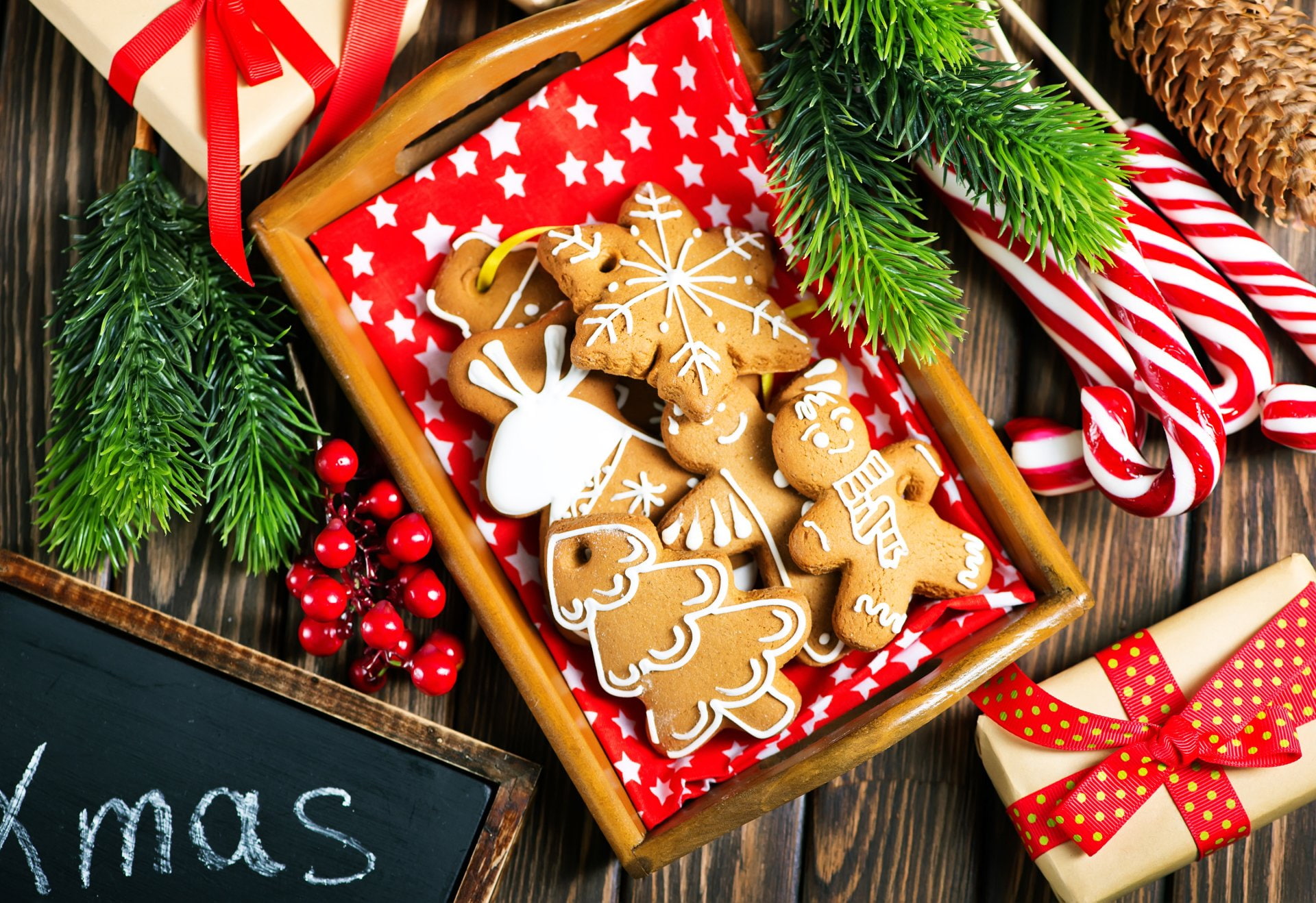 1080P, Cookie, Gift, Holiday, Christmas, Candy Cane, HD Wallpaper