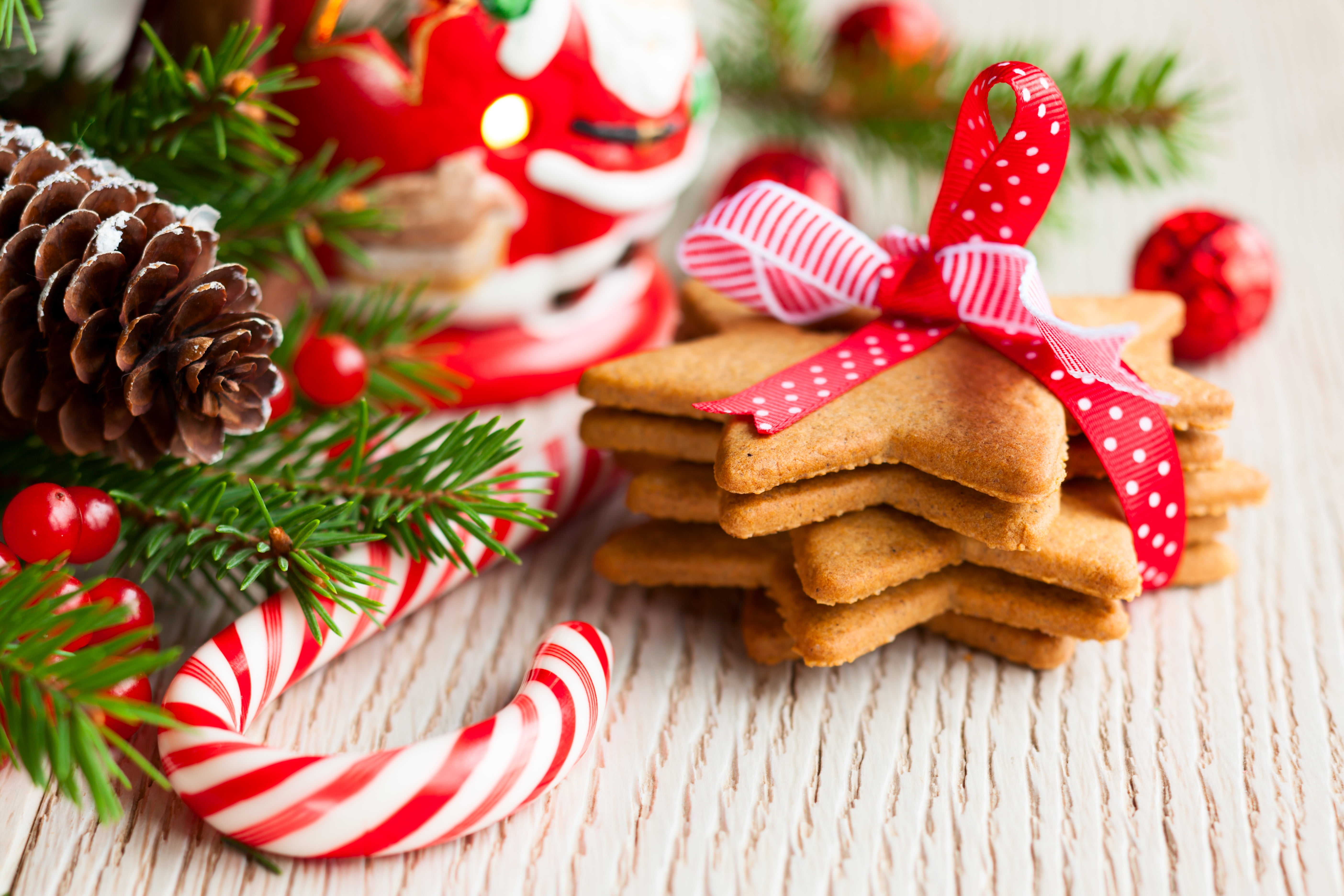 decoration, new year, ribbon, indoors, christmas Tree, holiday - event, stars, cane, pine, tree, brown, dessert, winter, food and drink, christmas Ornament, HD Wallpaper
