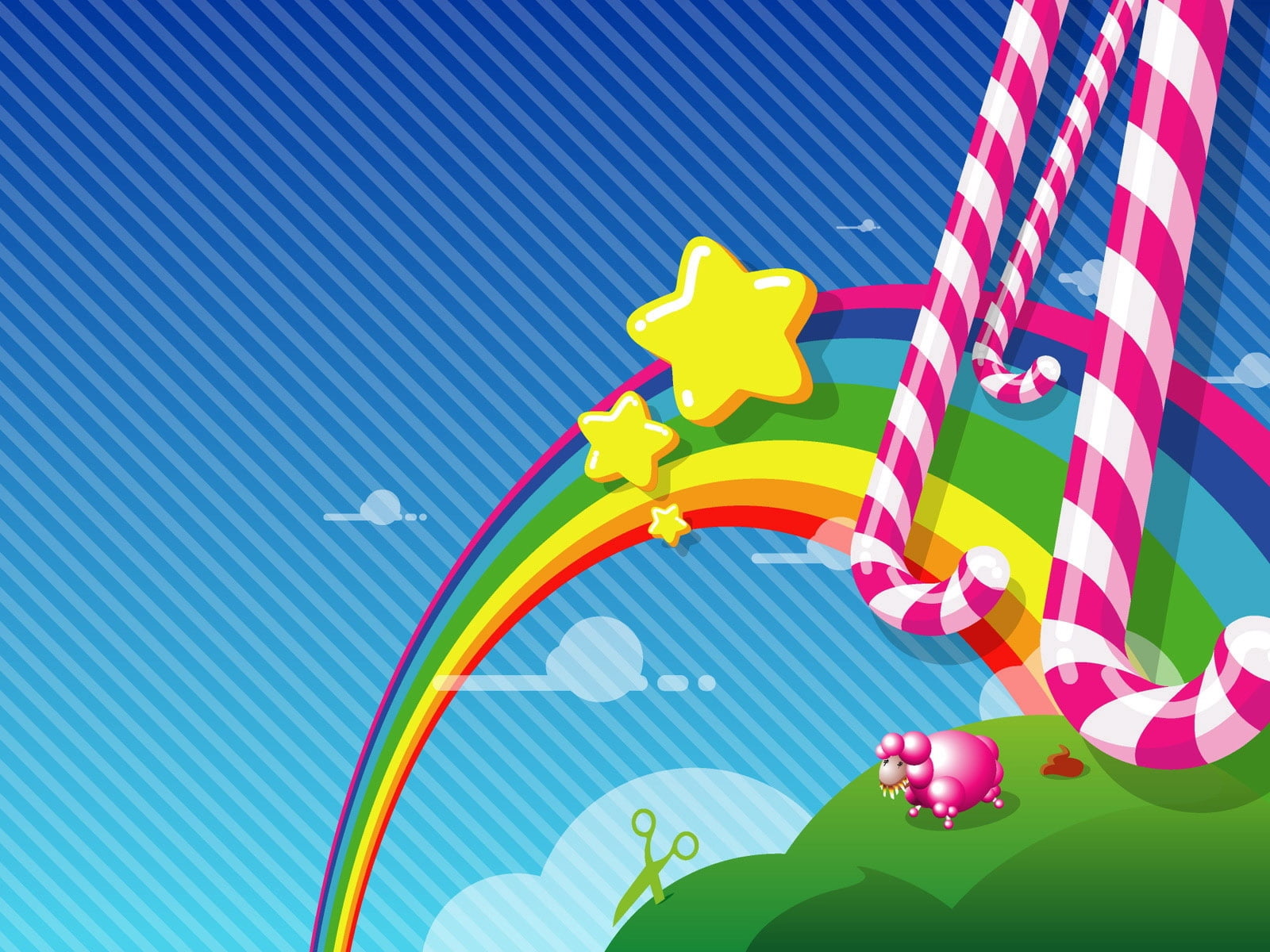 pattern, symbol, white, celebration, blue, vector, three, sky, mid-air, rainbow, candy, cane, communication, freedom, abstract, architecture, sunlight, HD Wallpaper