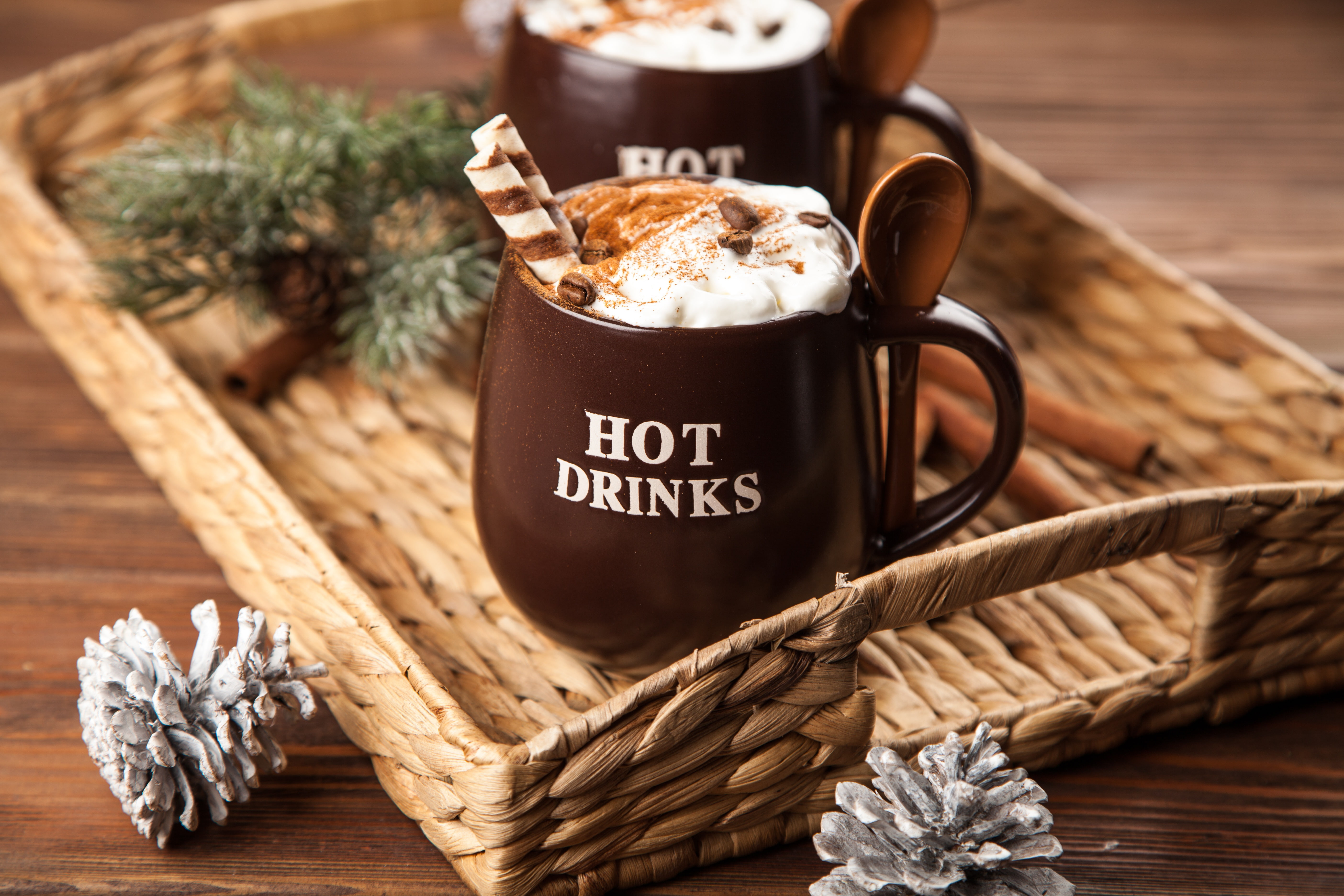 hot, drink, cocoa, cinnamon, chocalate, latte, 5K, chocolate, cream, Cup, coffee, HD Wallpaper