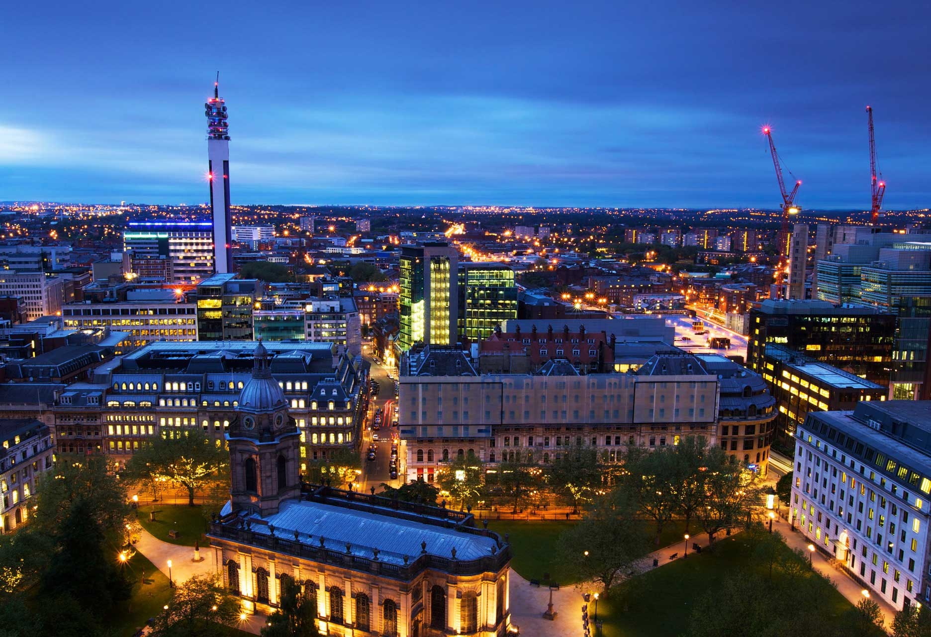 europa, 720P, reino, birmingham, unido, noche, ciudad, HD Wallpaper