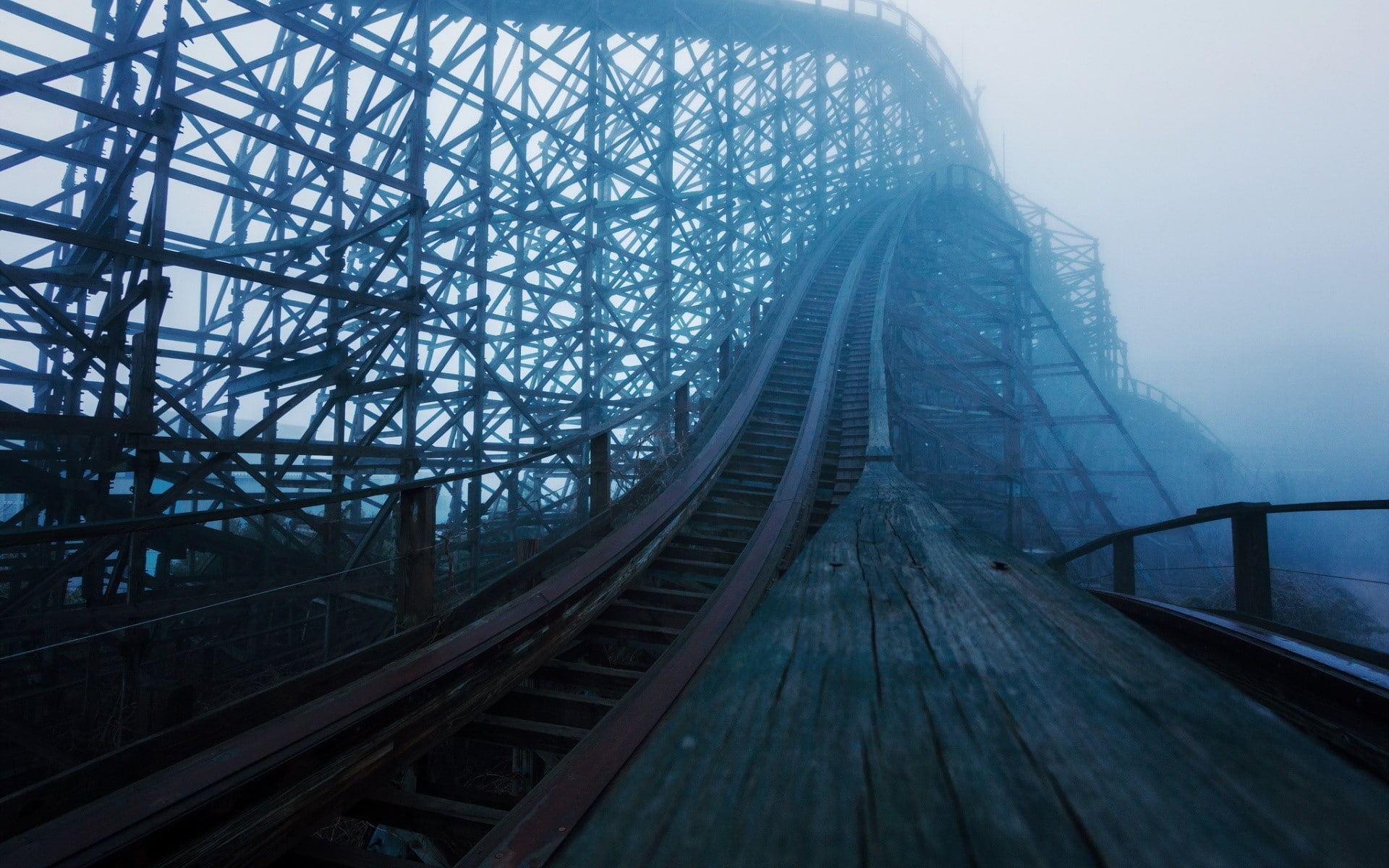 spooky, abandoned, 1080P, ruin, rollercoasters, HD Wallpaper