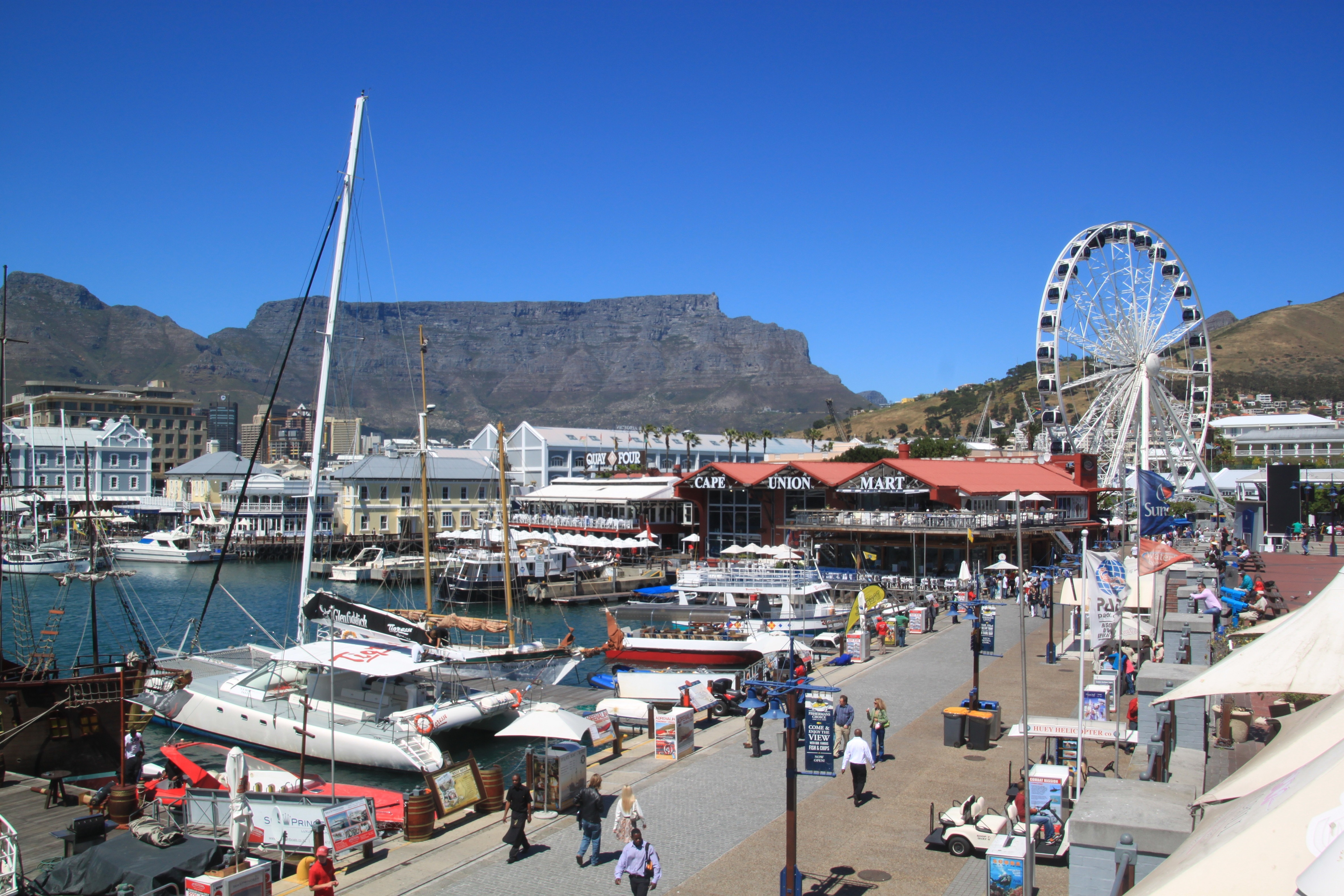 walking, south africa, water, 4K, places of interest, harbor, architecture, mode of transportation, more, landmark, ferris wheel, travel, people, mountain, HD Wallpaper