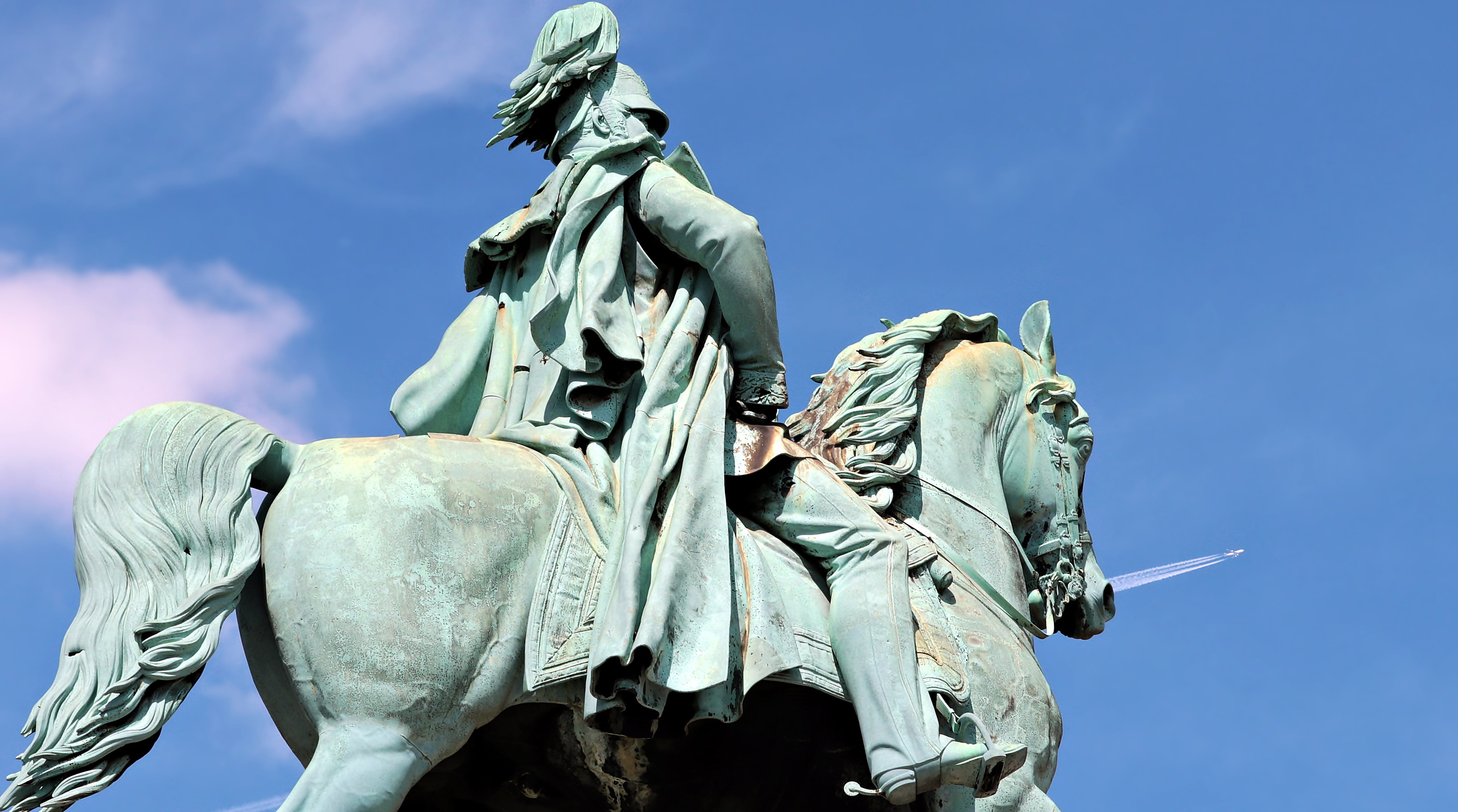 bridge hohenzollern bridge, rhine, emperor wilhelm i, king of prussia, sky, soldier, 4K, historically, architecture, horse, craft, no people, landmark, HD Wallpaper